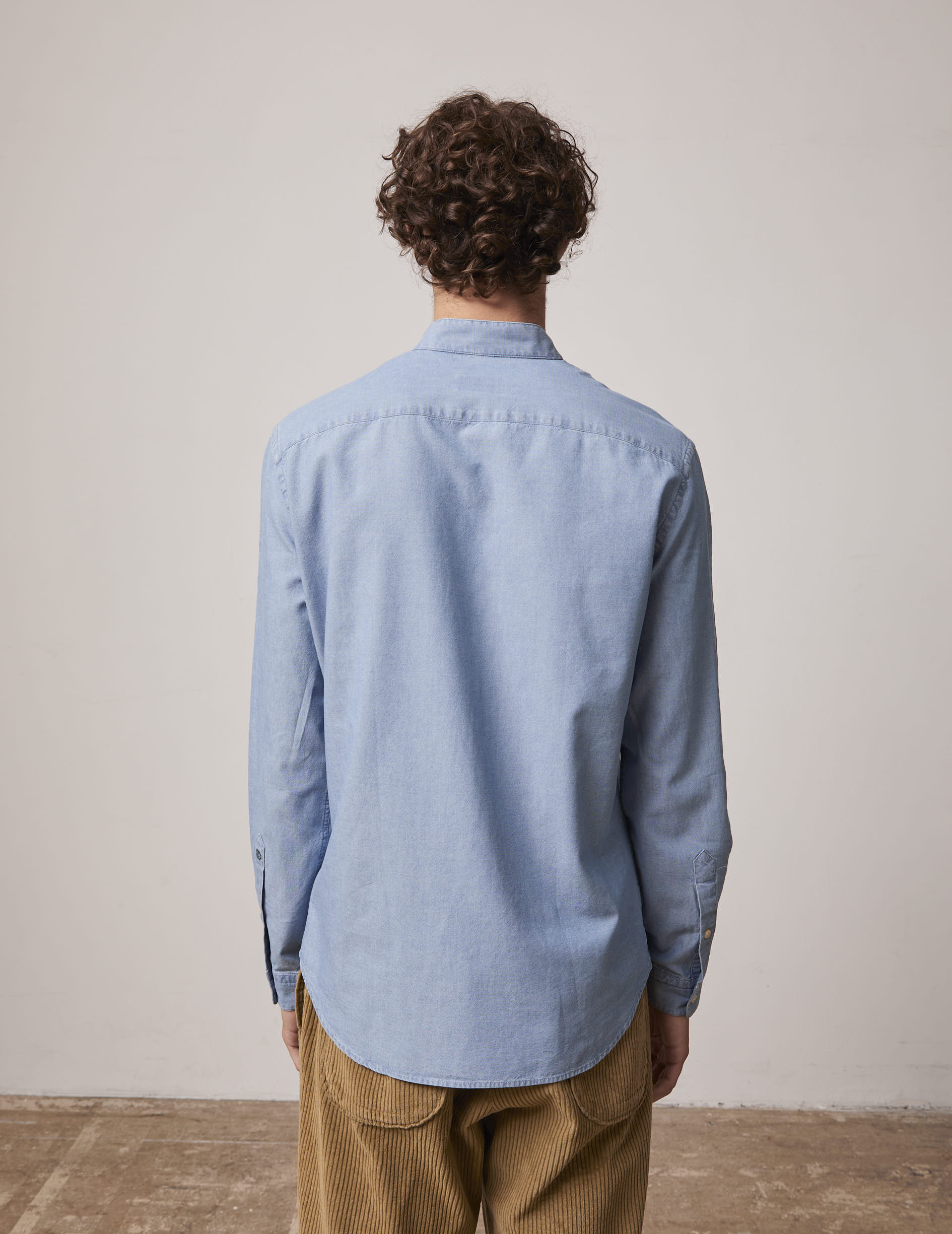 Blue Carl shirt - Chambray - Open straight Collar