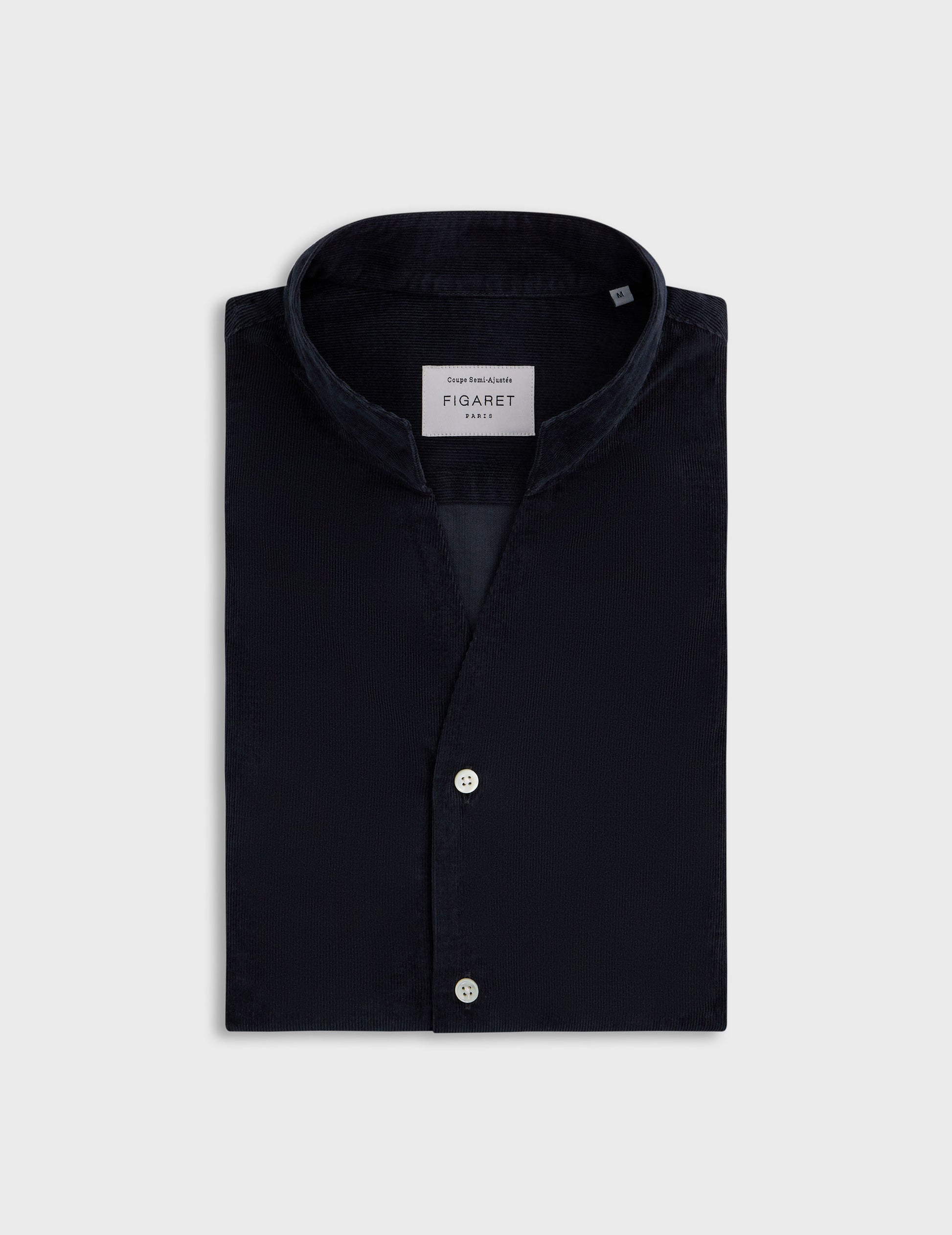 Navy blue Carl shirt - Velvet - Open straight Collar