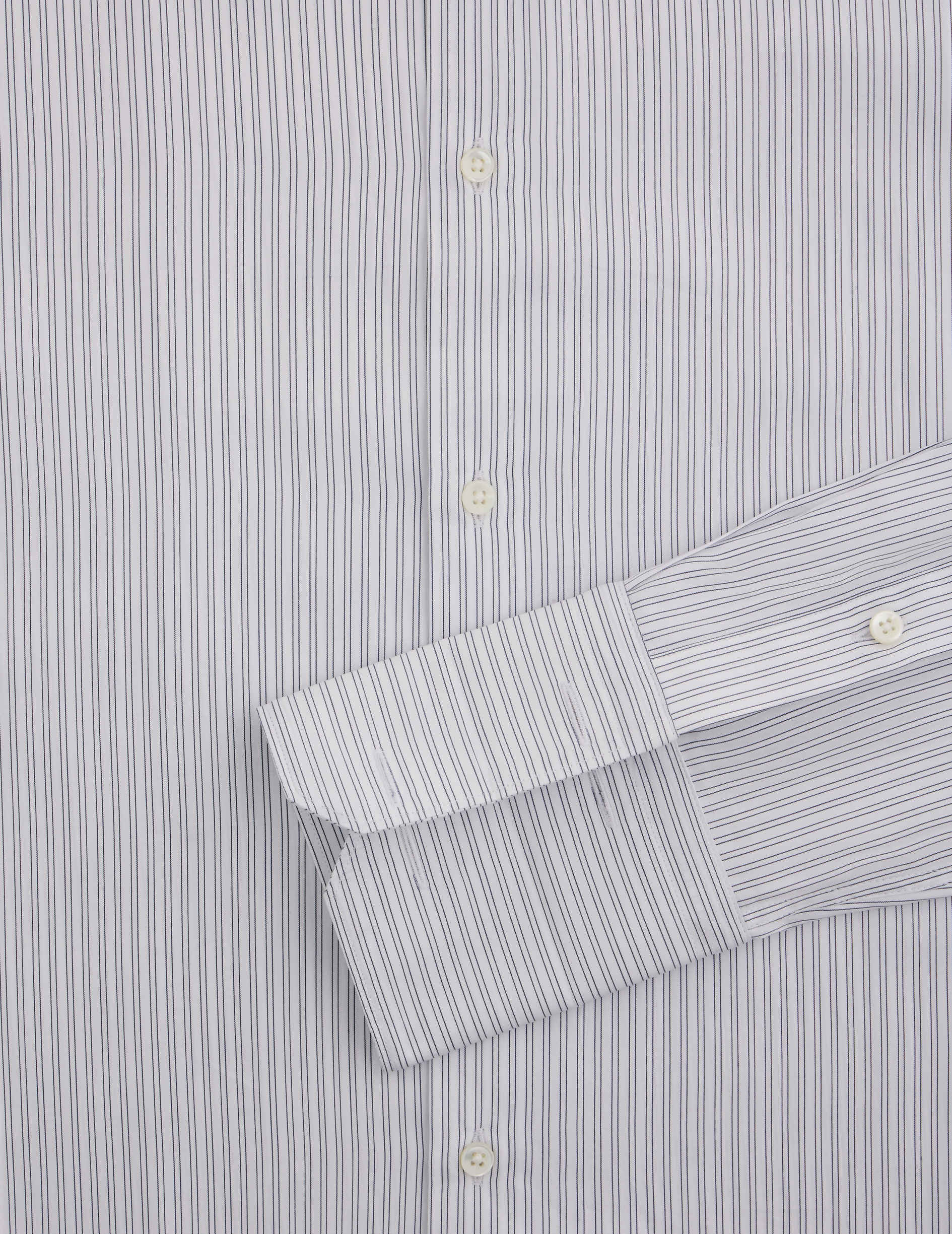 Navy striped fitted shirt - Poplin - Figaret Collar - Musketeers Cuffs