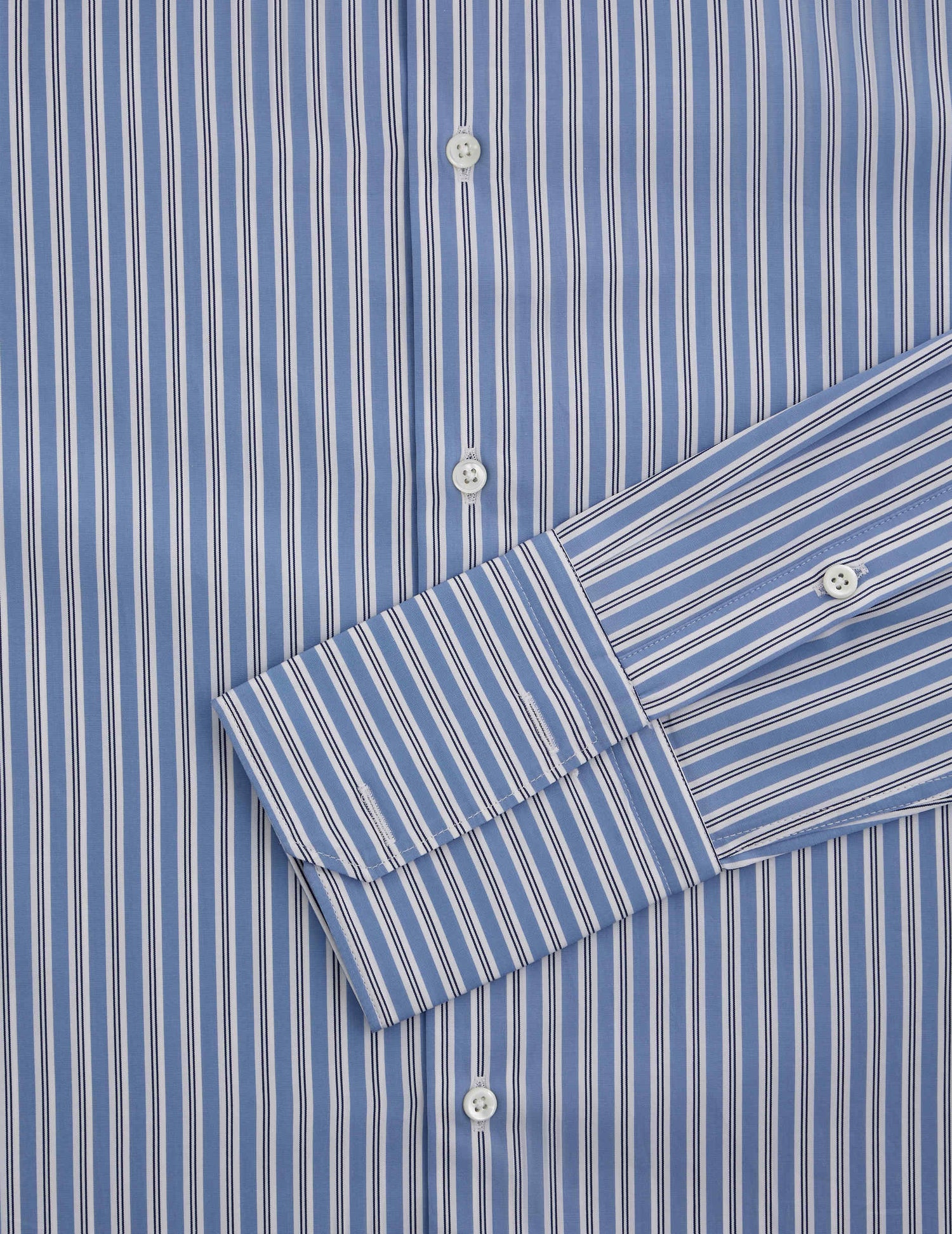 Blue striped fitted shirt - Poplin - Figaret Collar - Musketeers Cuffs#2