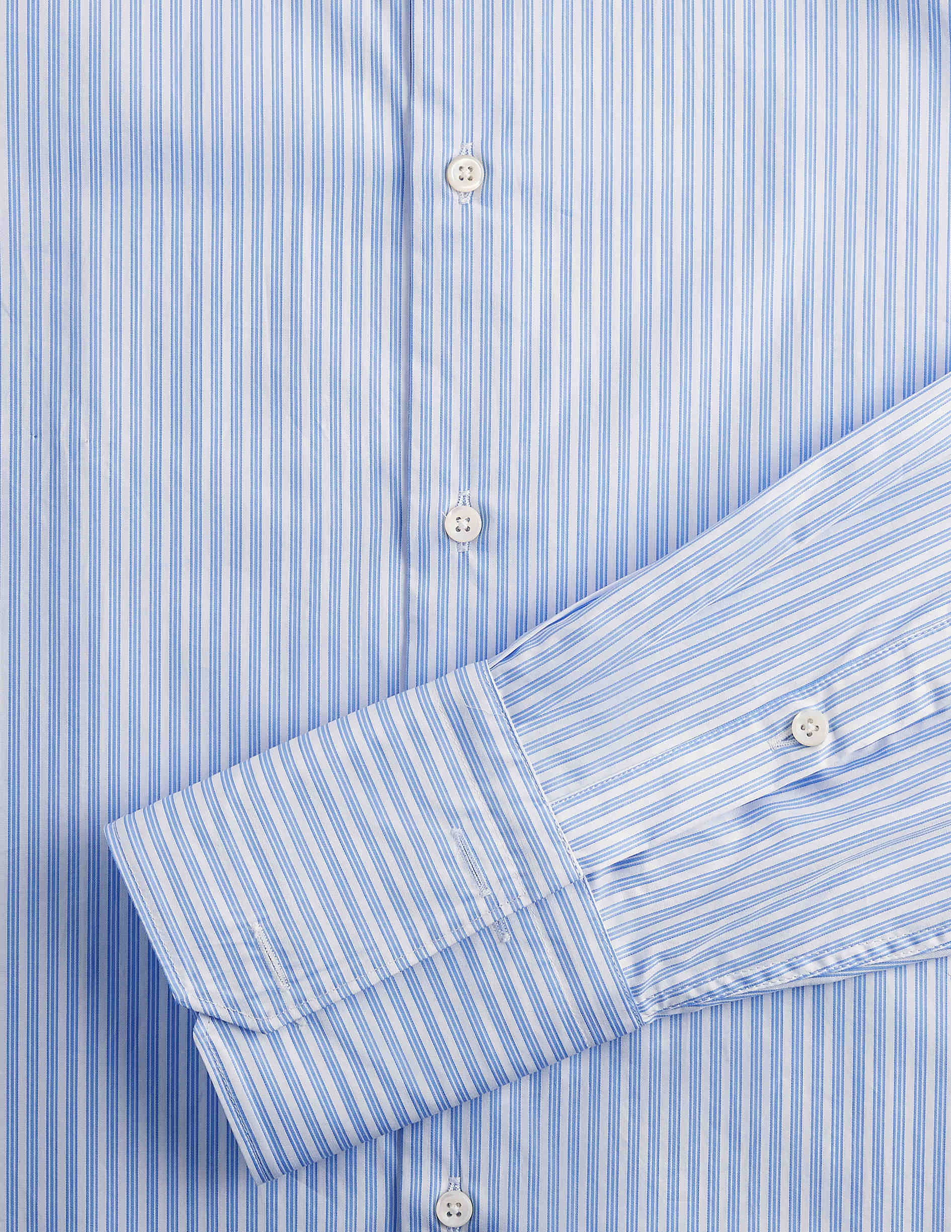 Blue striped classic shirt - Twill - Figaret Collar - Musketeers Cuffs