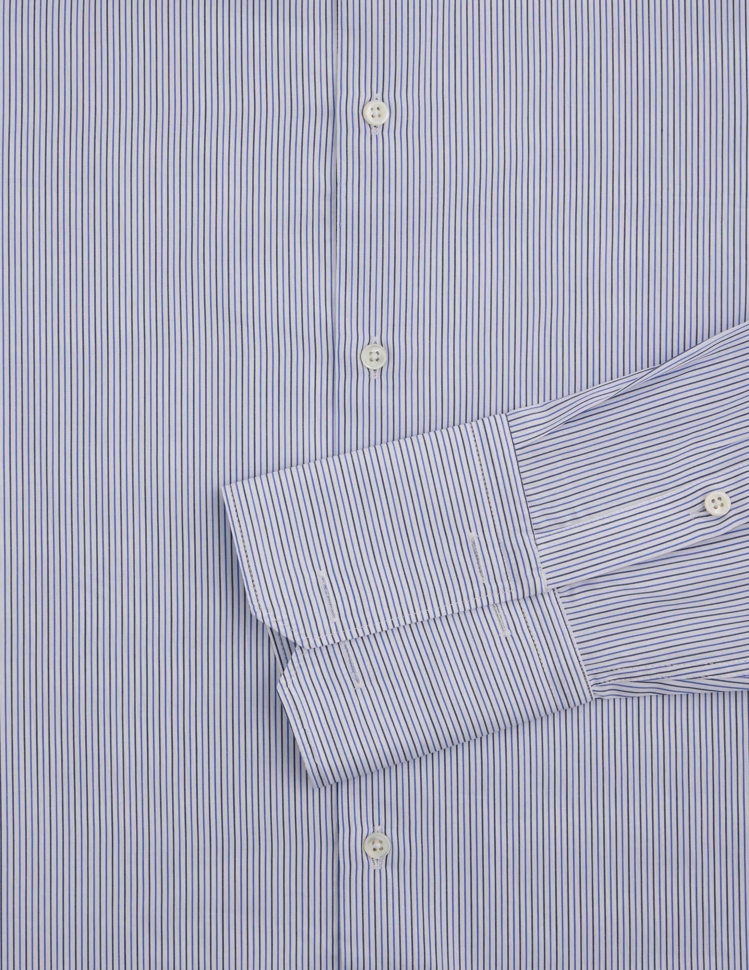 Blue striped semi-fitted shirt - Poplin - Figaret Collar - Musketeers Cuffs#2
