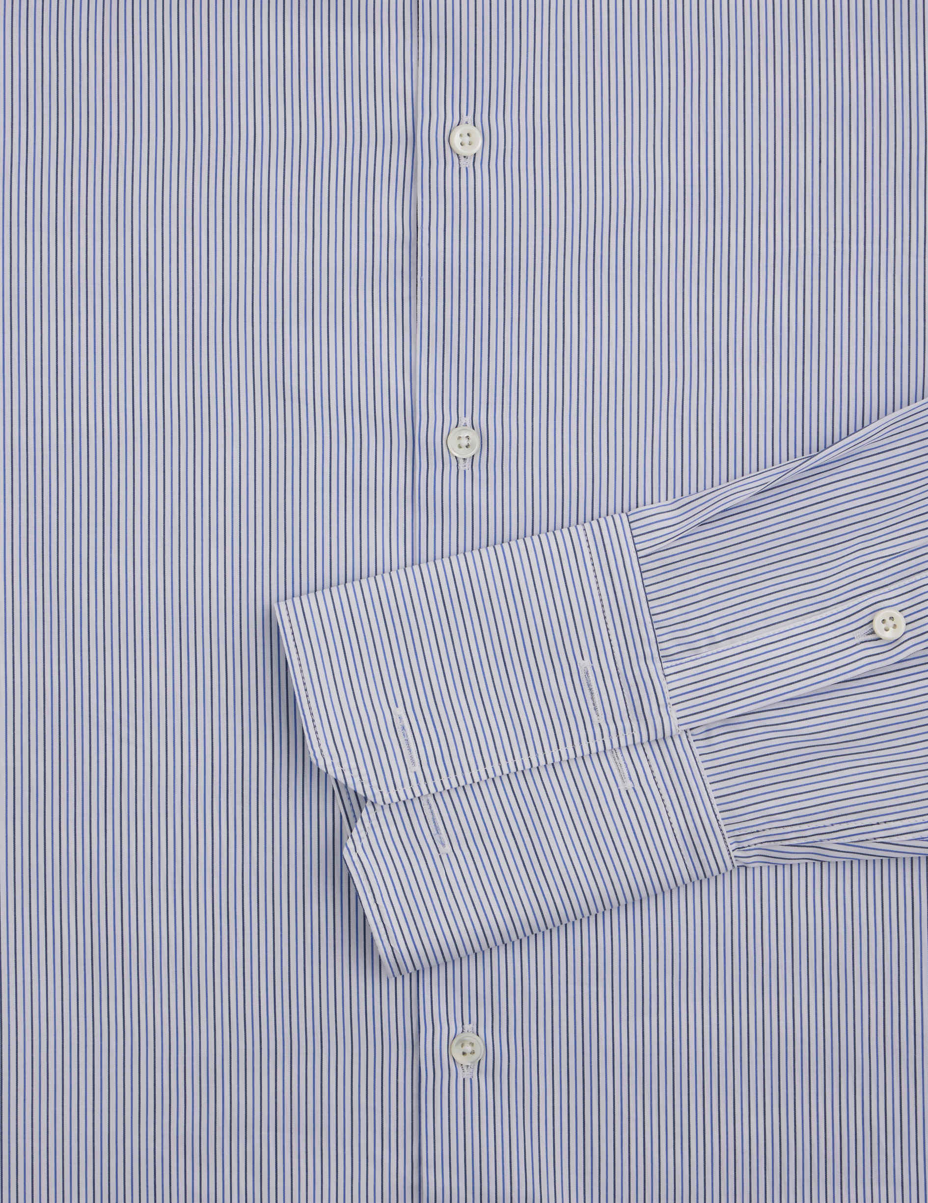 semi-fitted Blue striped shirt - Poplin - Figaret Collar - Musketeers Cuffs