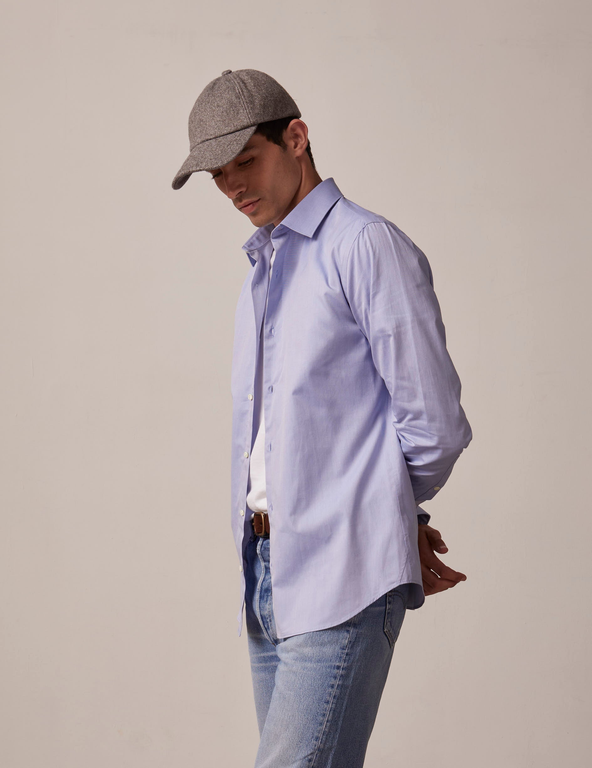 fitted Blue shirt - Dobby - Figaret Collar