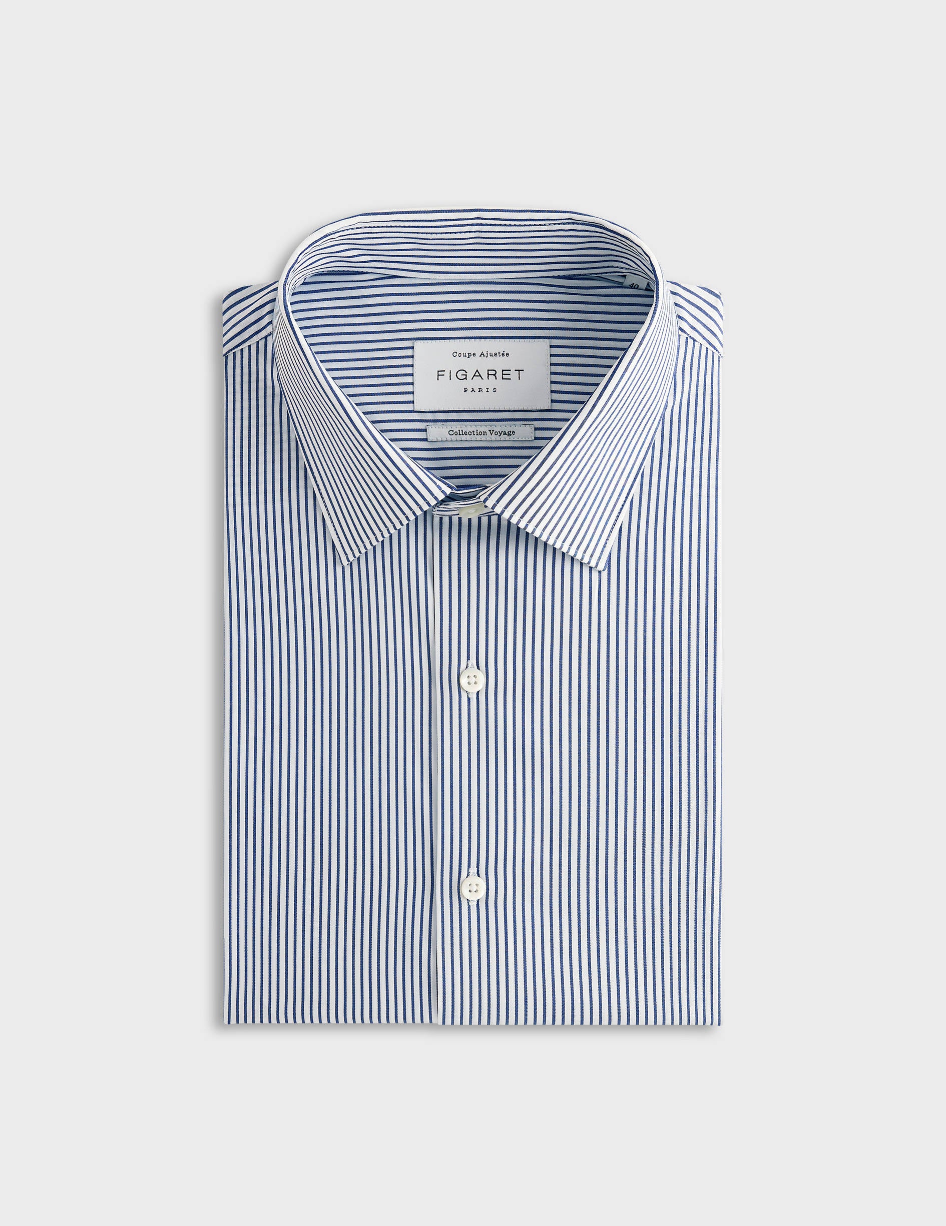 fitted Navy blue striped shirt