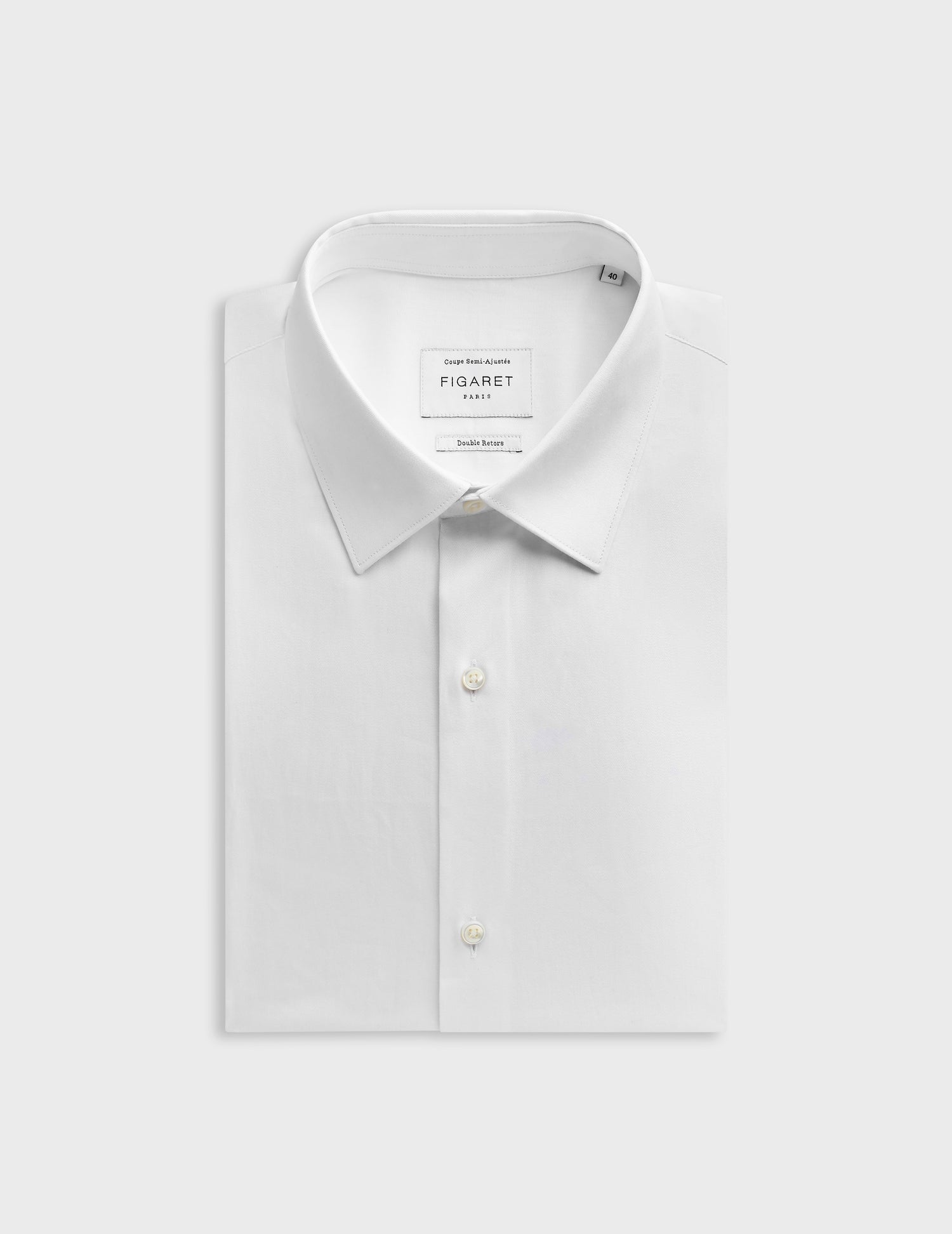 semi-fitted White shirt - Chevron - Figaret Collar