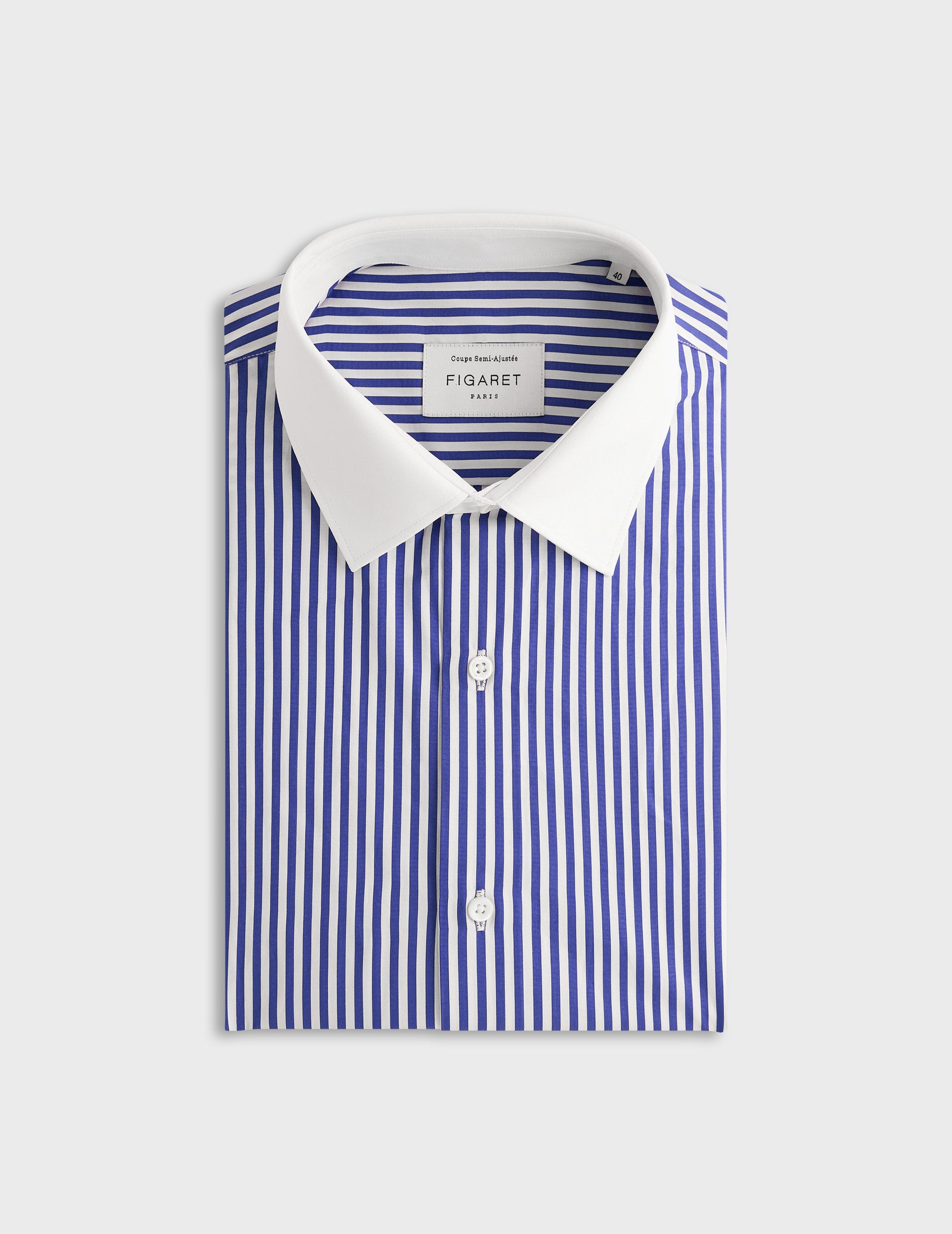 semi-fitted Purple striped shirt - Poplin - Figaret Collar