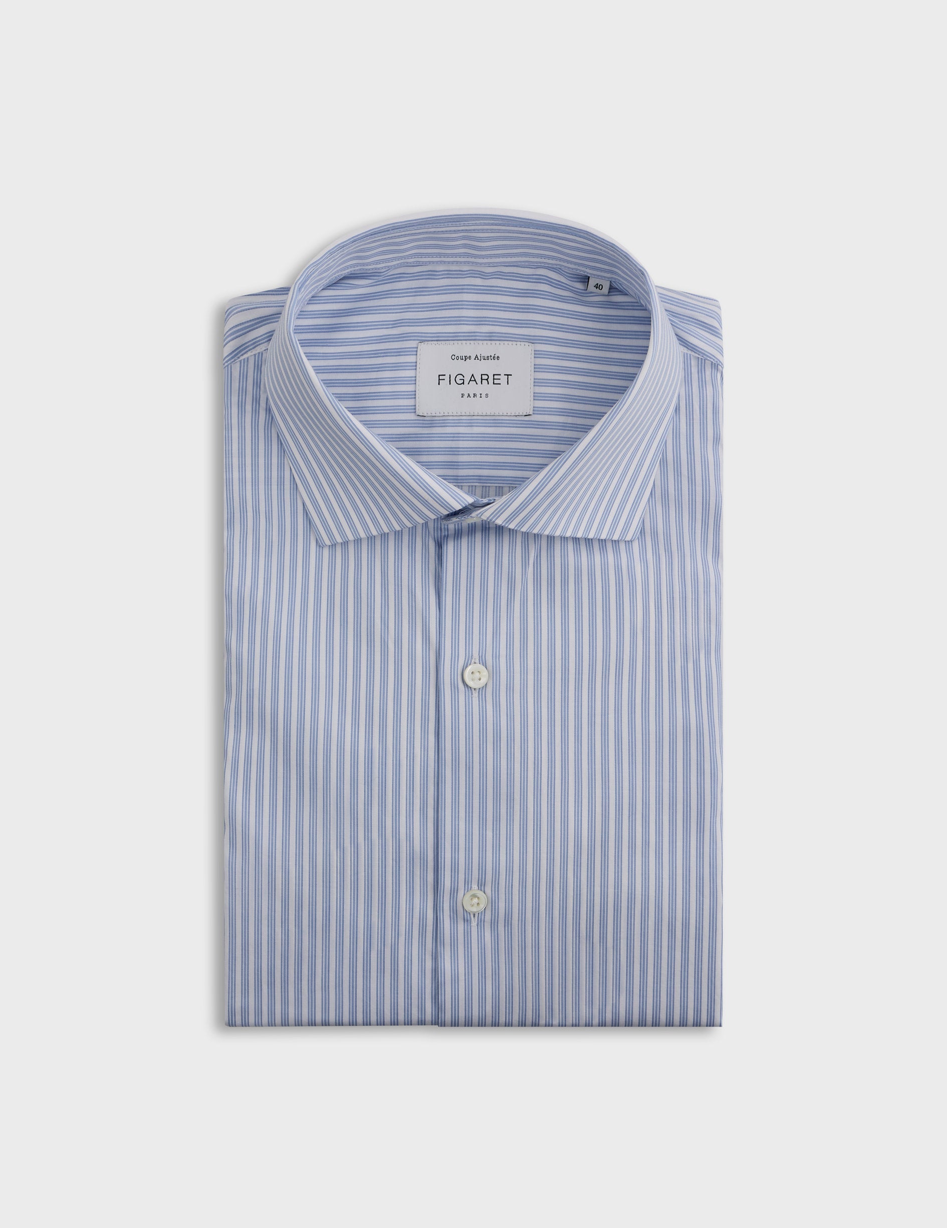 semi-fitted Blue shirt - Twill - Figaret Collar