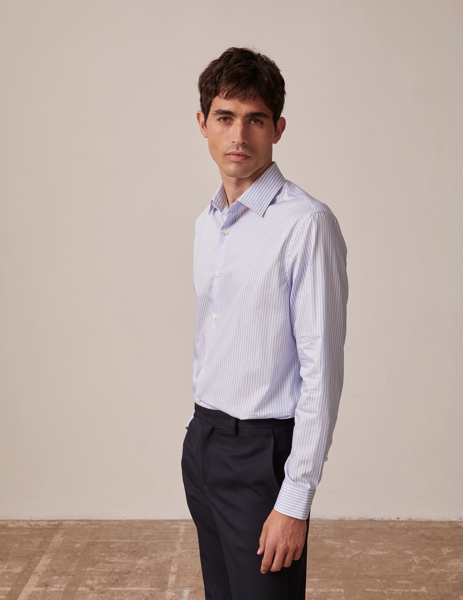 semi-fitted Blue shirt - Twill - Figaret Collar