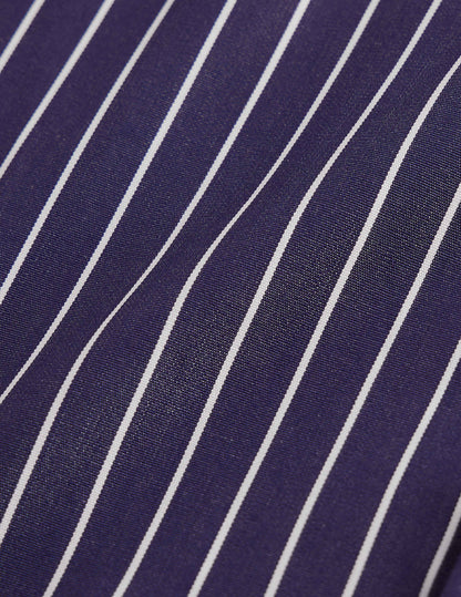 Navy blue striped semi-fitted shirt