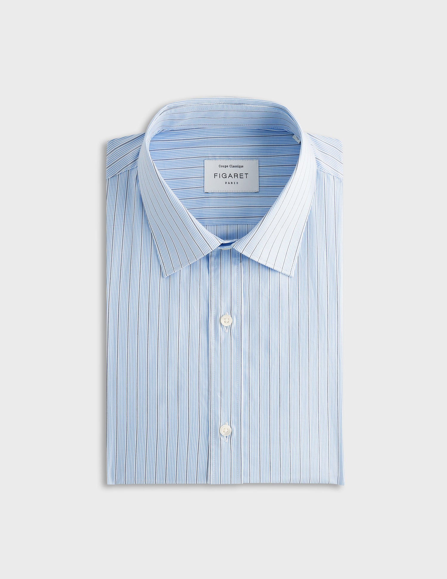 Blue striped classic shirt - Twill - Figaret Collar