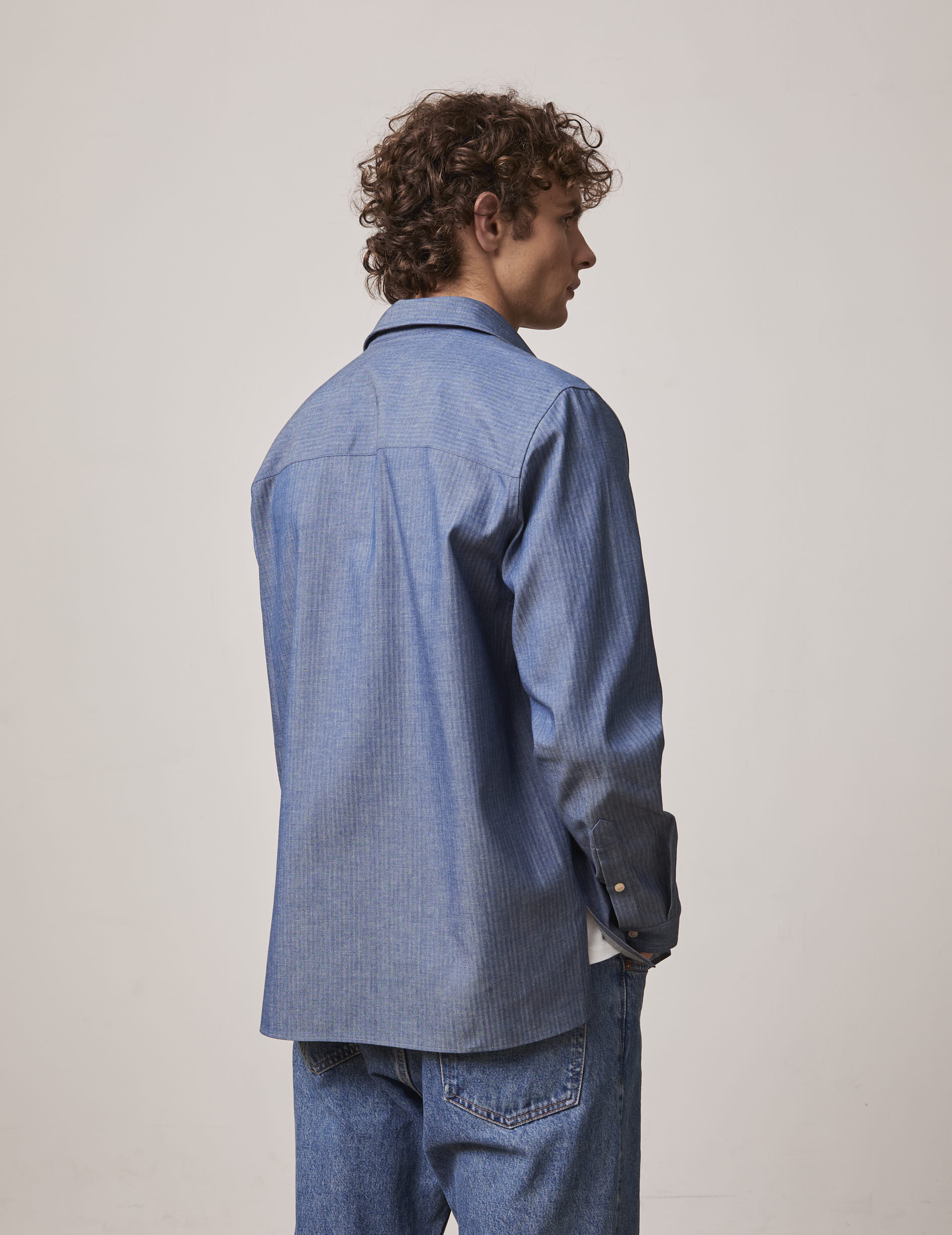 Blue denim Florian shirt - Denim - French Collar