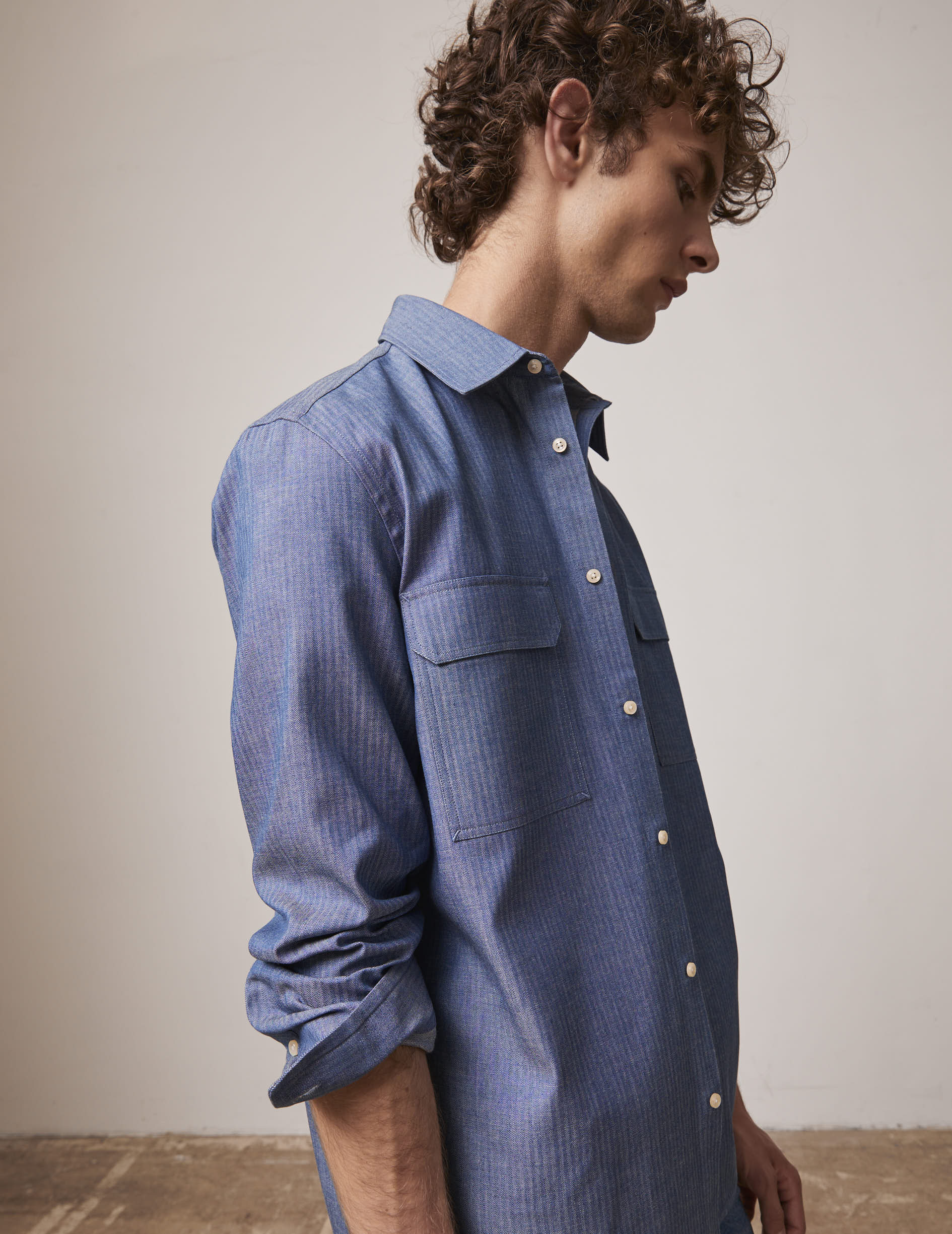 Blue denim Florian shirt - Denim - French Collar