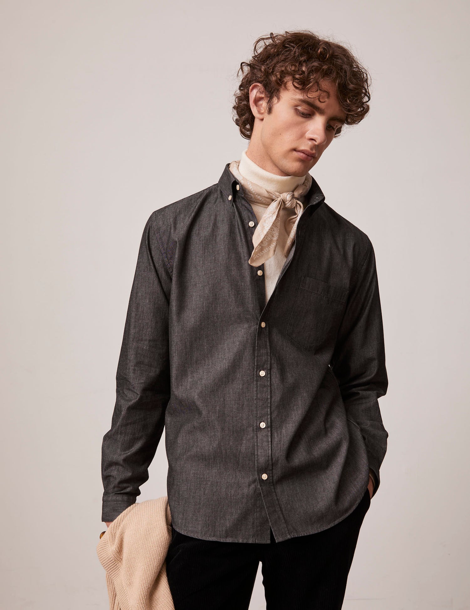 Black denim Gabriel shirt - Denim - American Collar