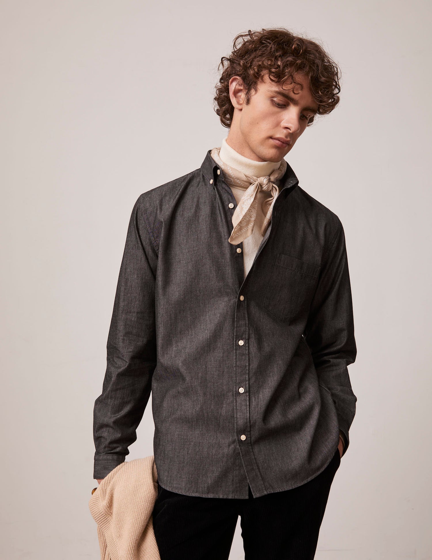 Black denim Gabriel shirt - Denim - American Collar#2