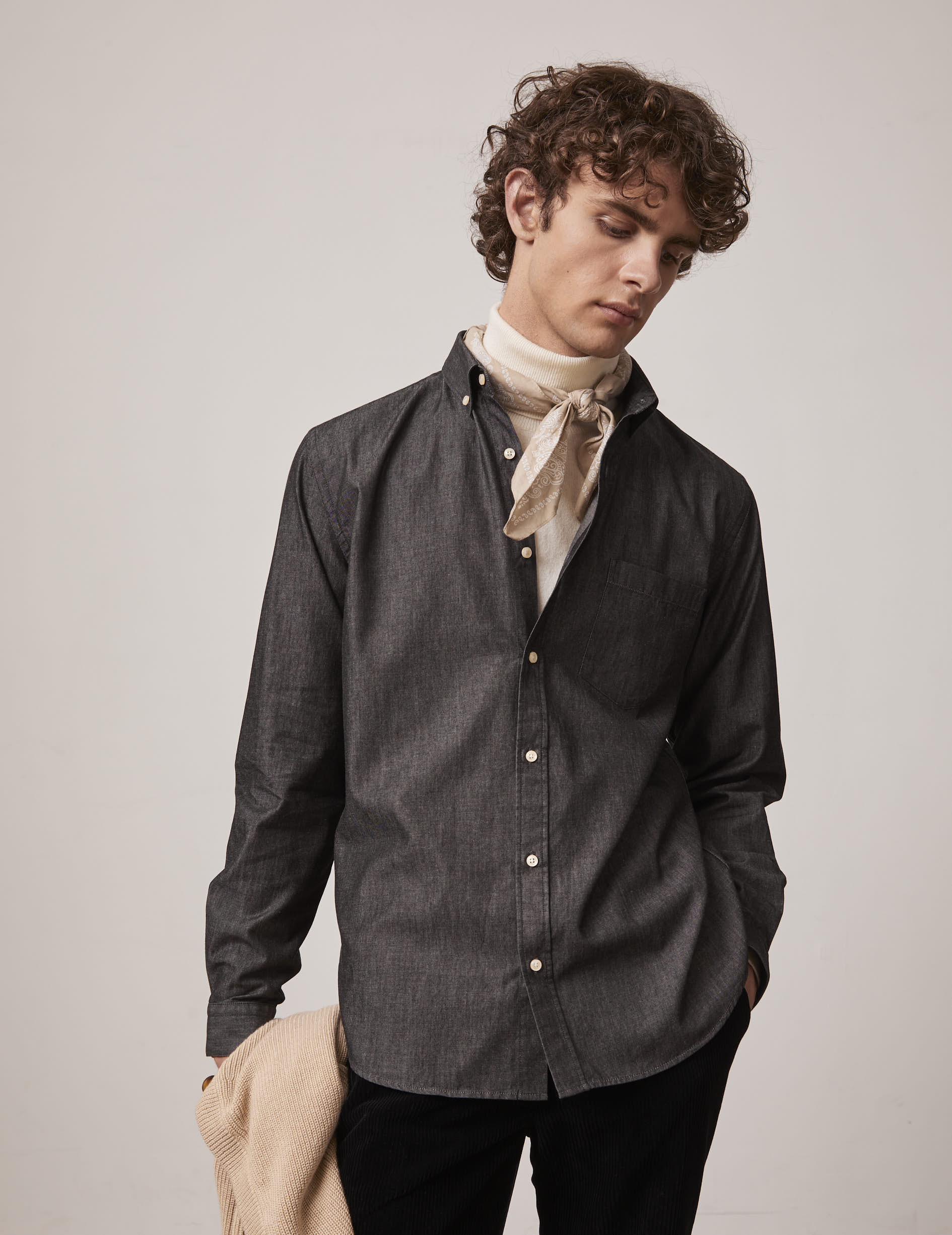 Black denim Gabriel shirt - Denim - American Collar