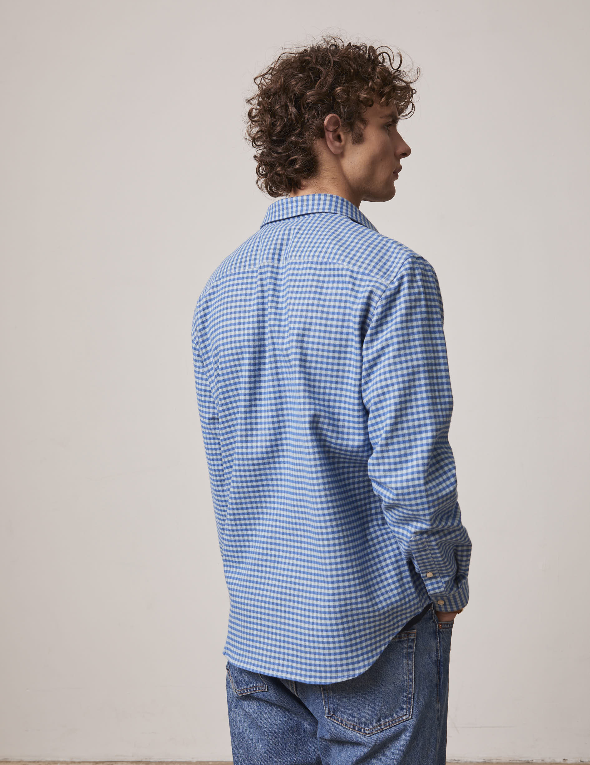 Blue checked Gaspard shirt - Flannel - American Collar