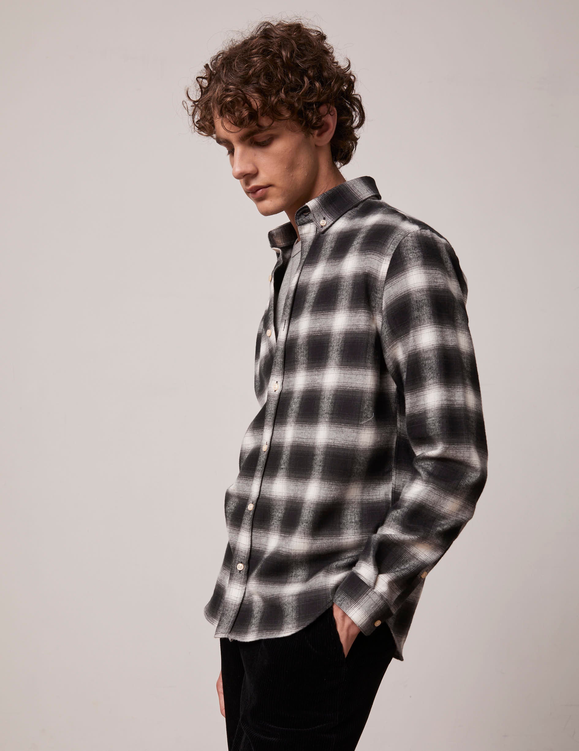 Black checkedGaspard shirt - Flannel - American Collar