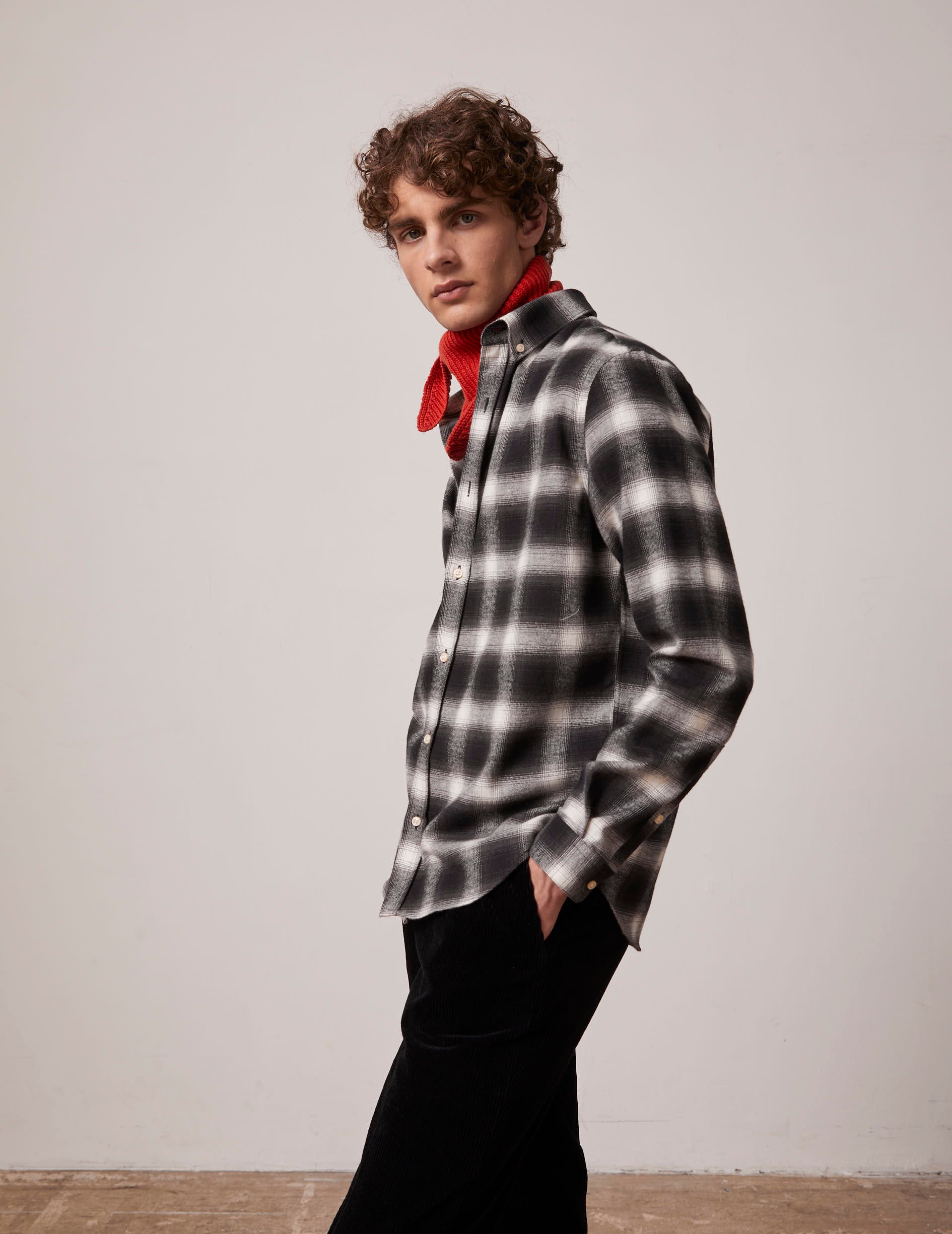 Black checkedGaspard shirt - Flannel - American Collar