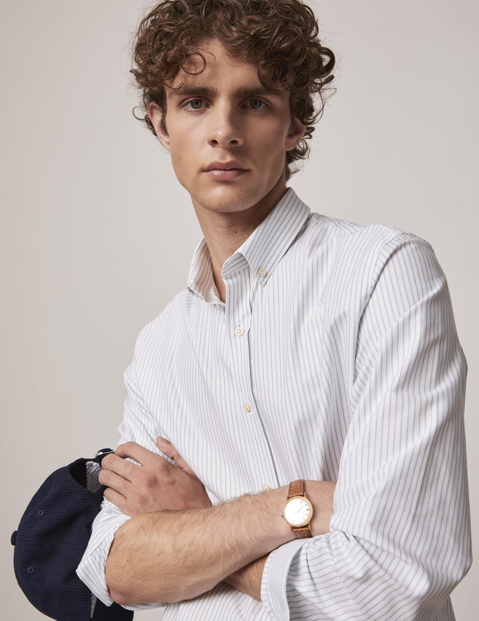 Blue striped Gabriel shirt - Oxford - American Collar