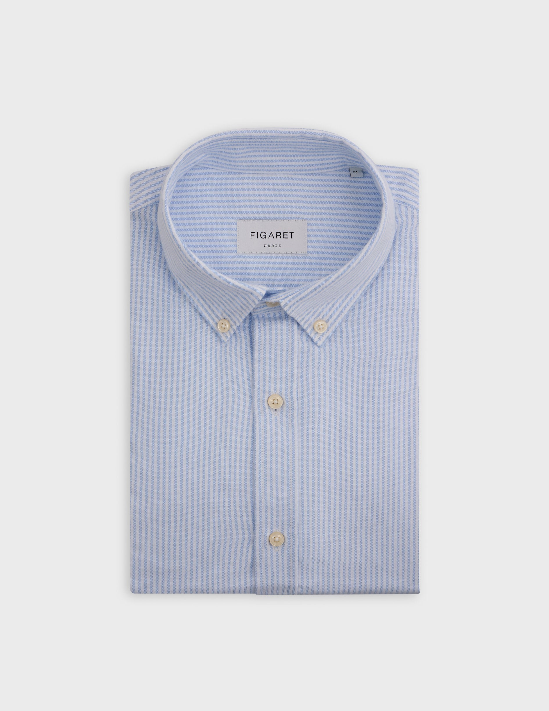 Blue striped Gaspard shirt - Oxford - American Collar
