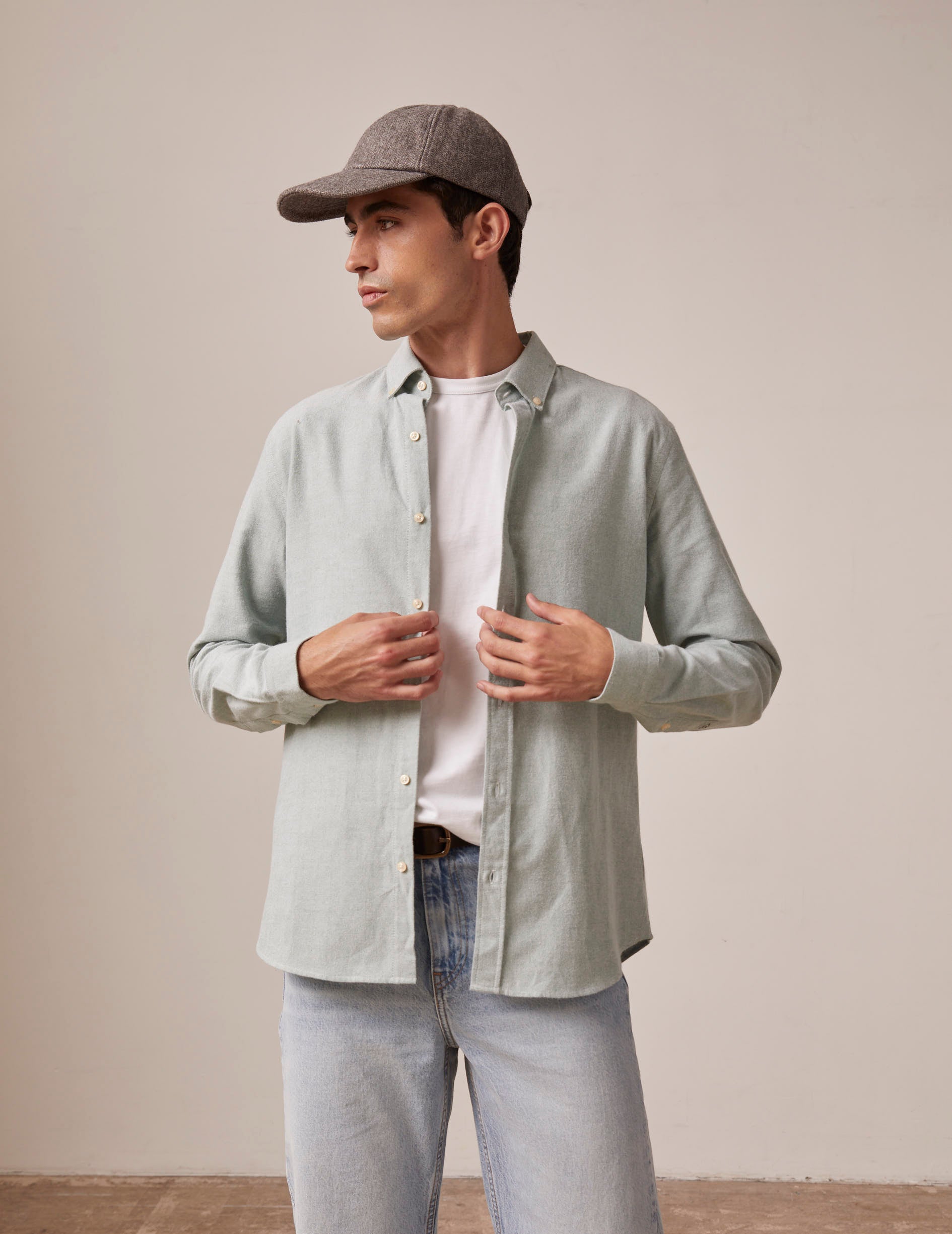 Green Gaspard shirt - Brushed oxford - American Collar