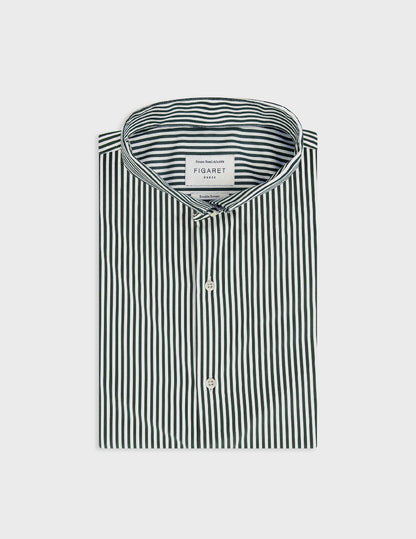 Green striped semi-fitted shirt