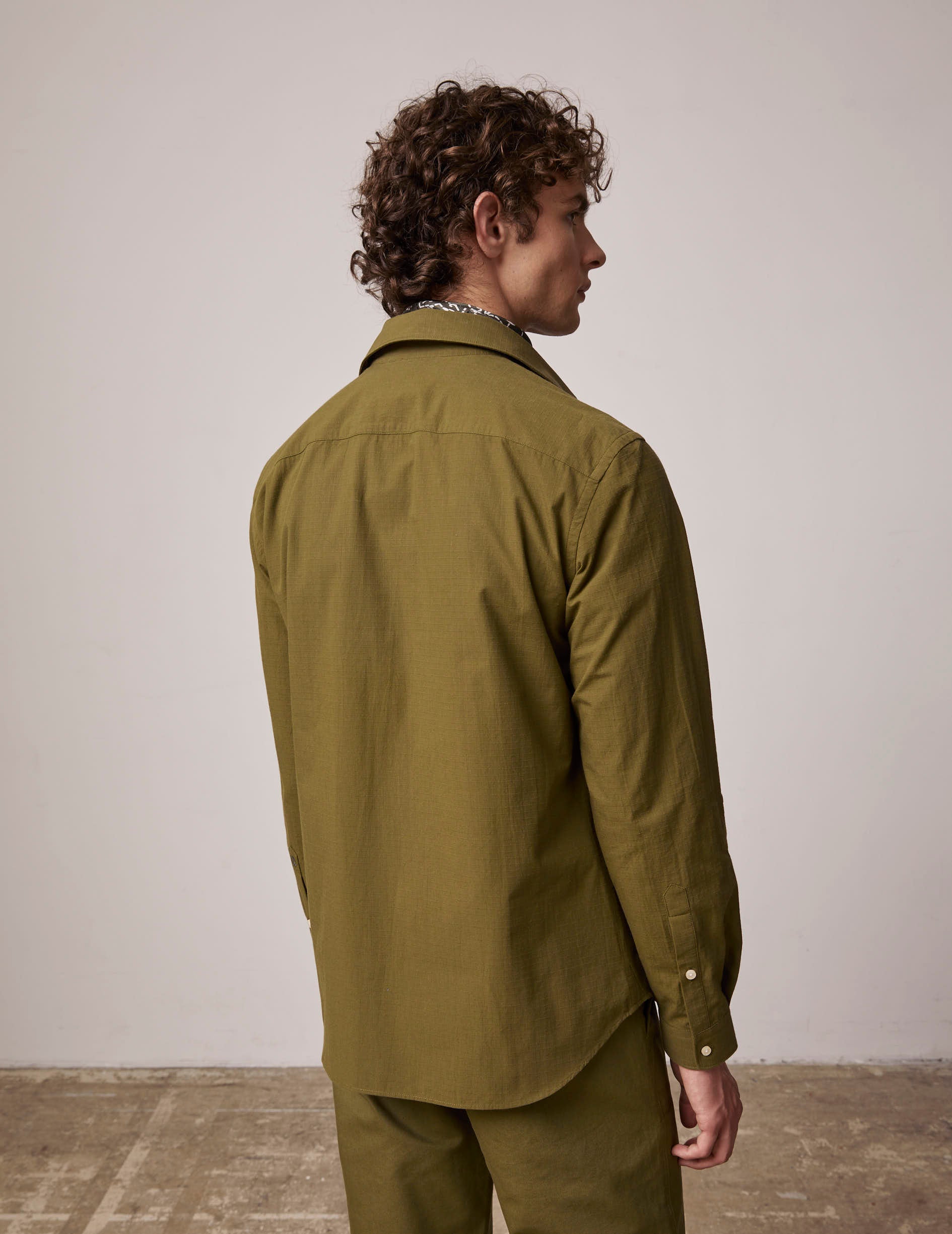 Isao jacket in khaki print ripstop - Ripstop - Prodigious Collar