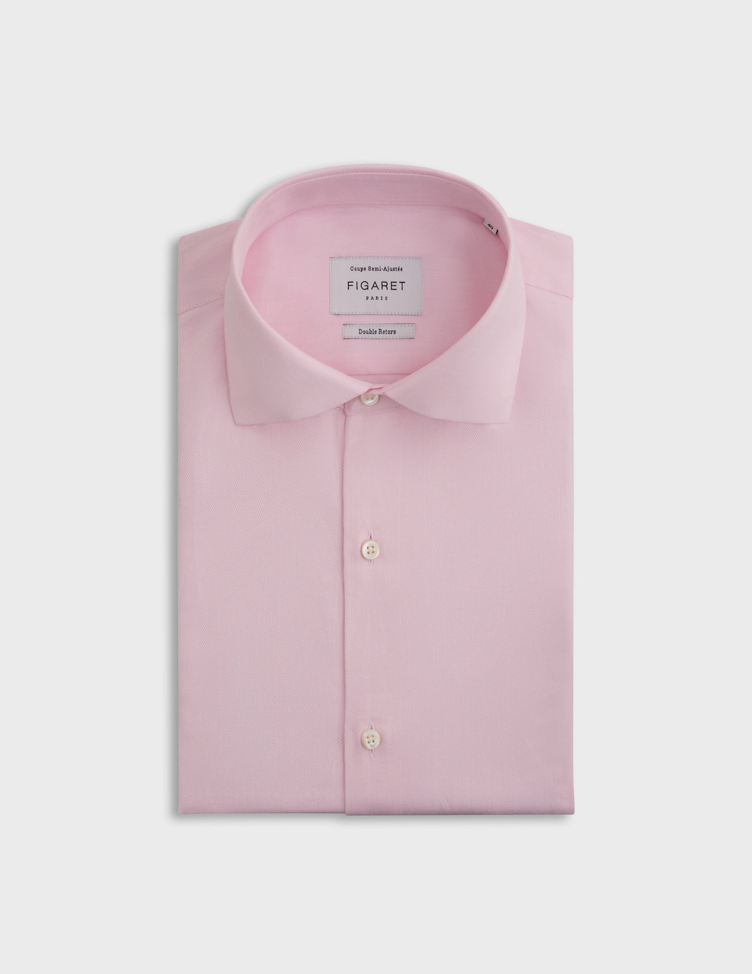 Pink semi-fitted shirt - Chevron - Italian Collar - Musketeers Cuffs