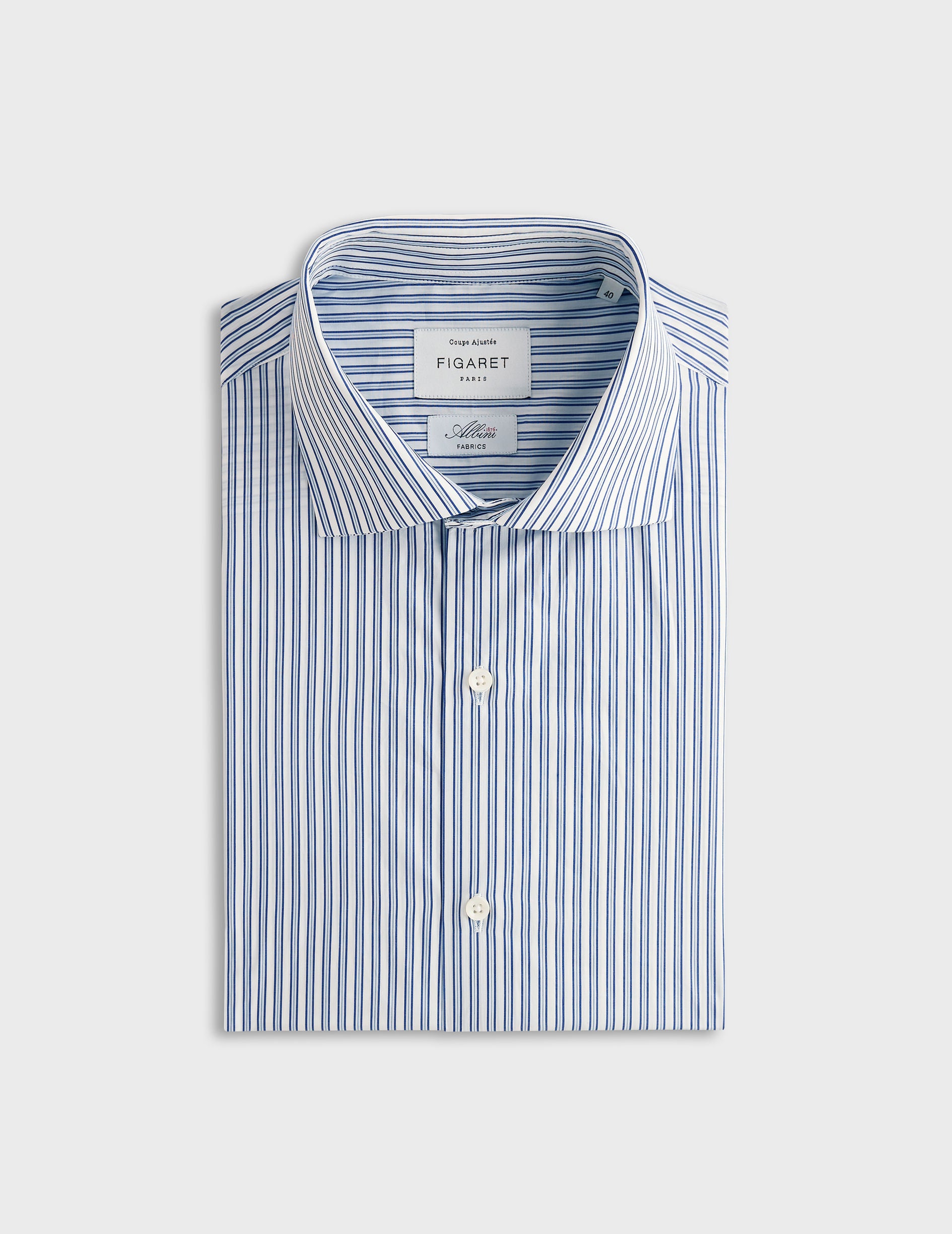 fitted Navy blue striped shirt