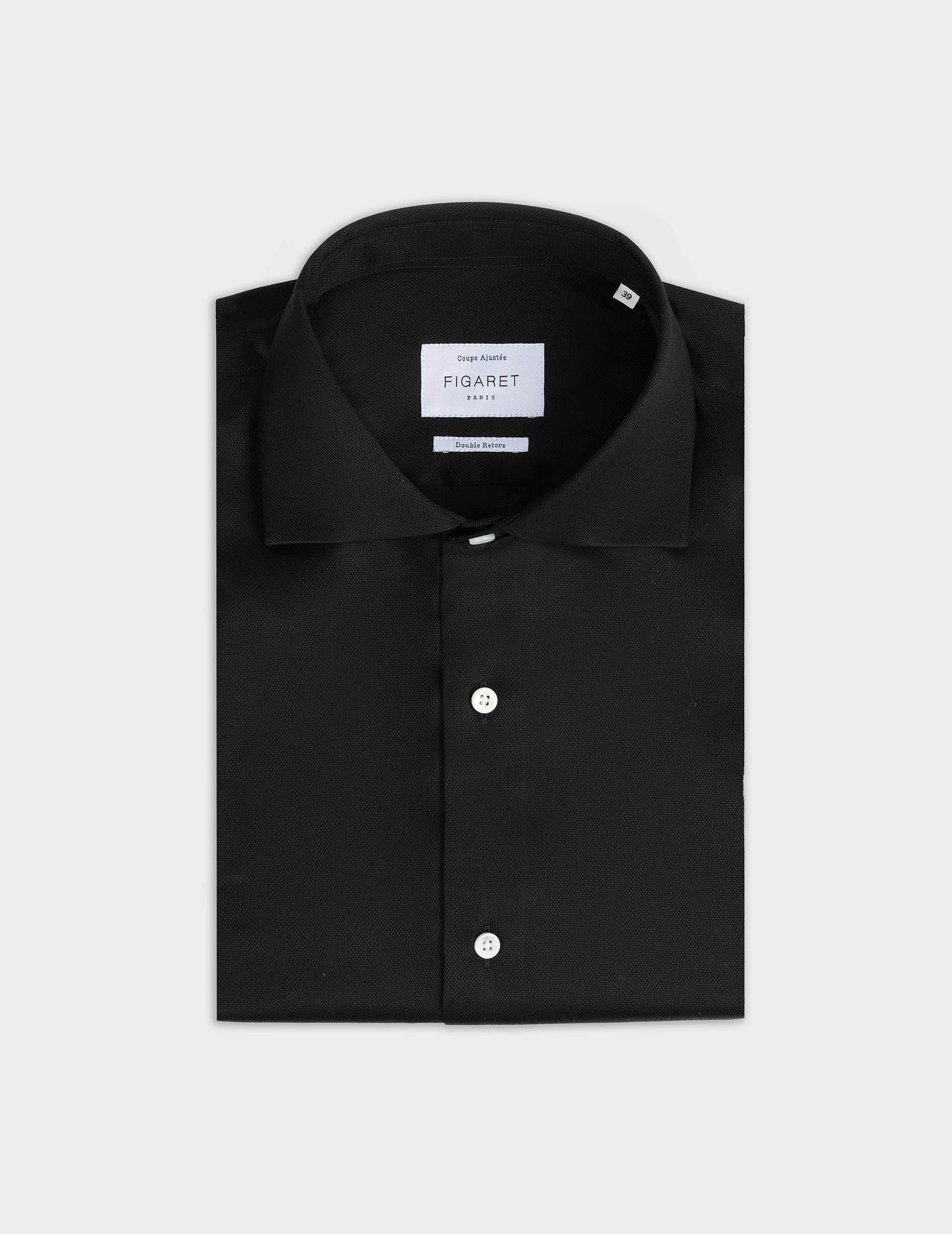 Chemise col italien en façonné uni - Façonné - Col Italien