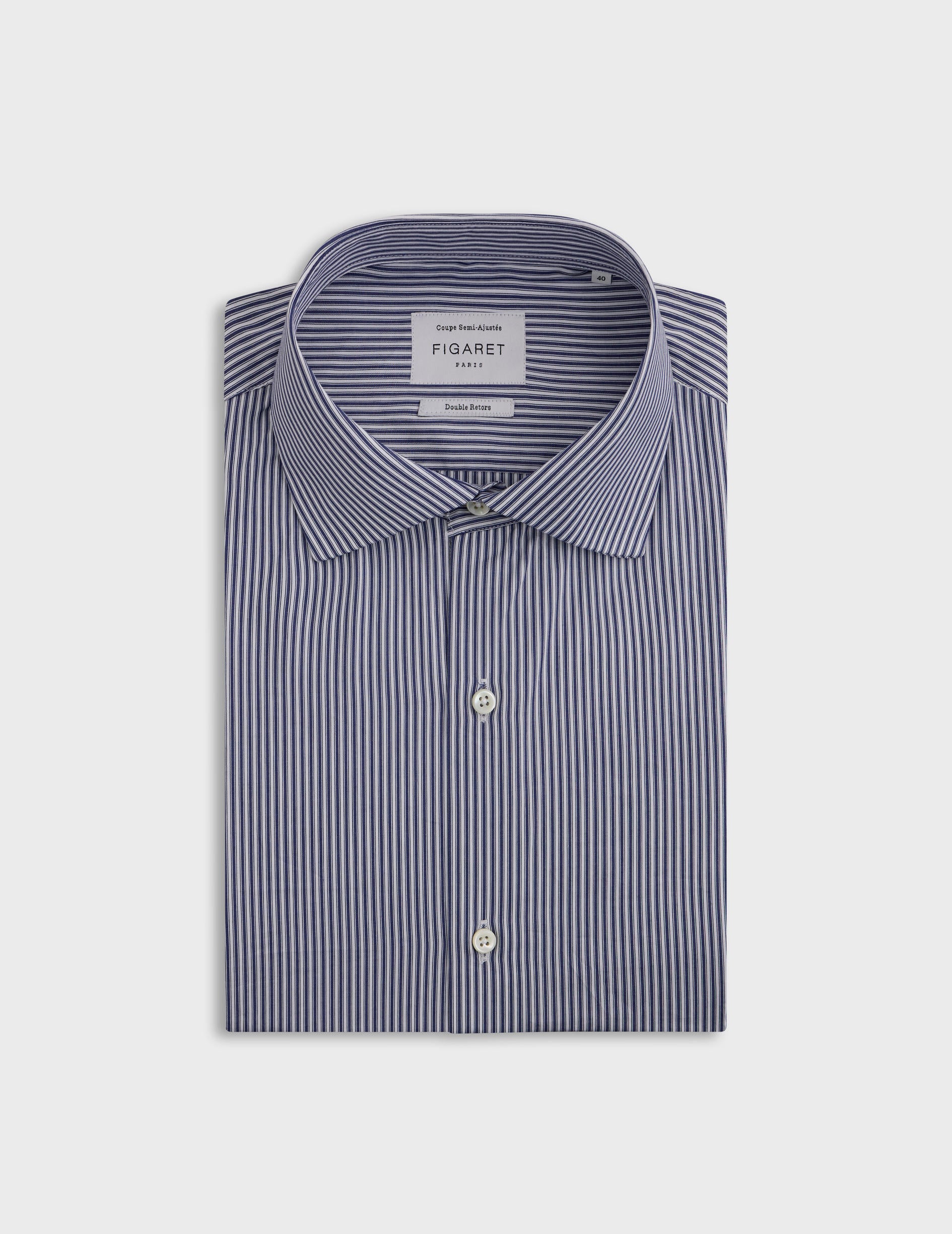 semi-fitted Navy blue striped shirt