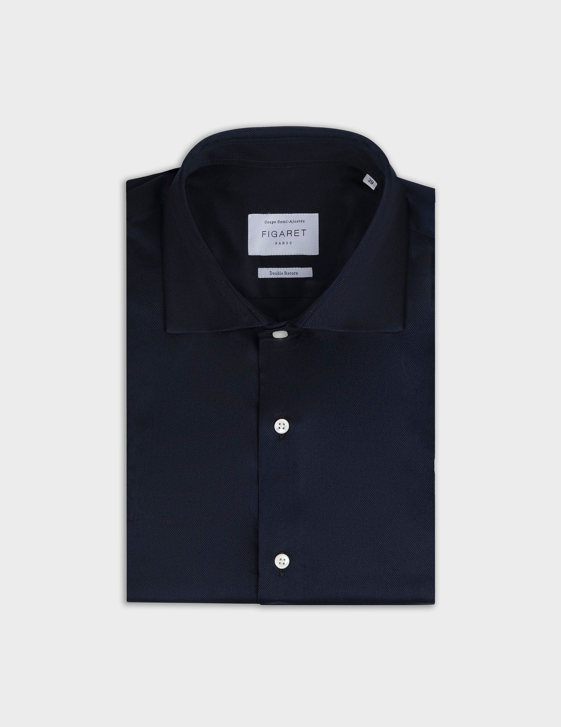 Chemise col italien en façonné uni - Façonné - Col Italien