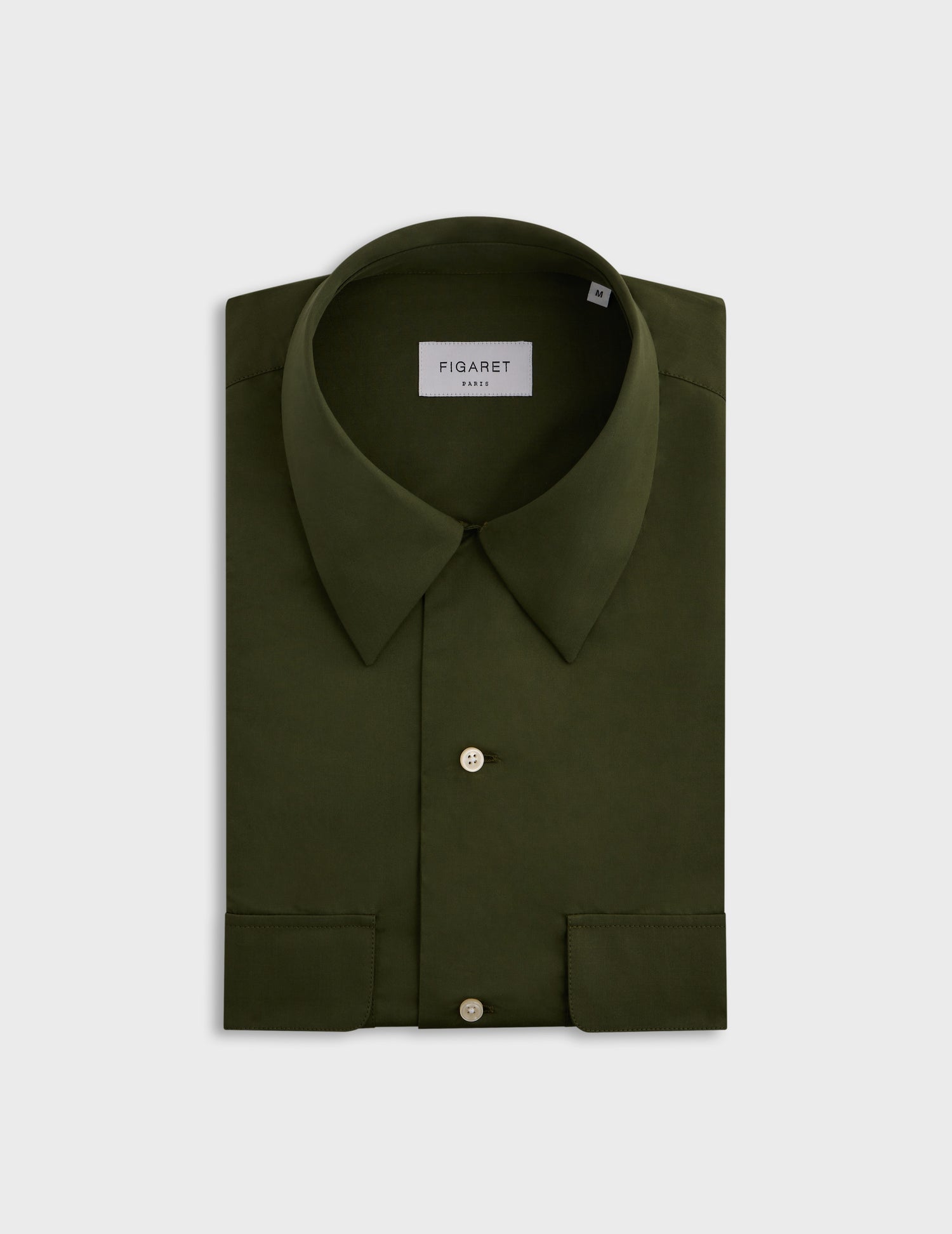 Khaki Ivano shirt - Poplin - Cuban with bridle Collar#3