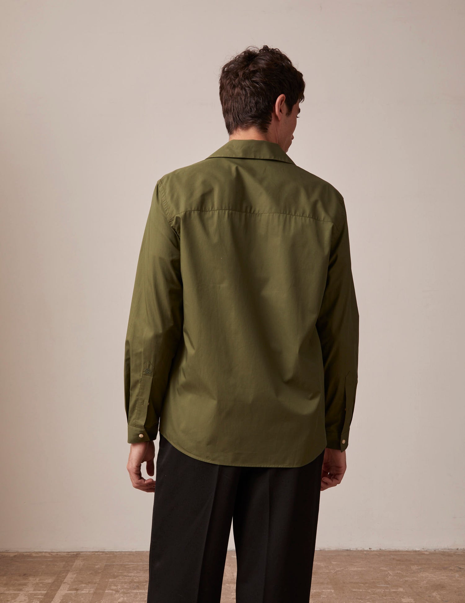 Khaki Ivano shirt - Poplin - Cuban with bridle Collar#2