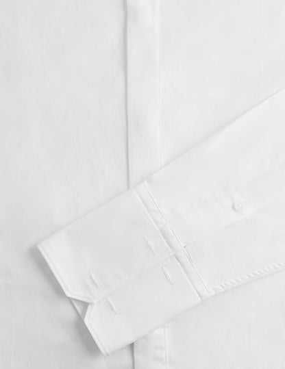 semi-fitted White hidden button placket prestige shirt 