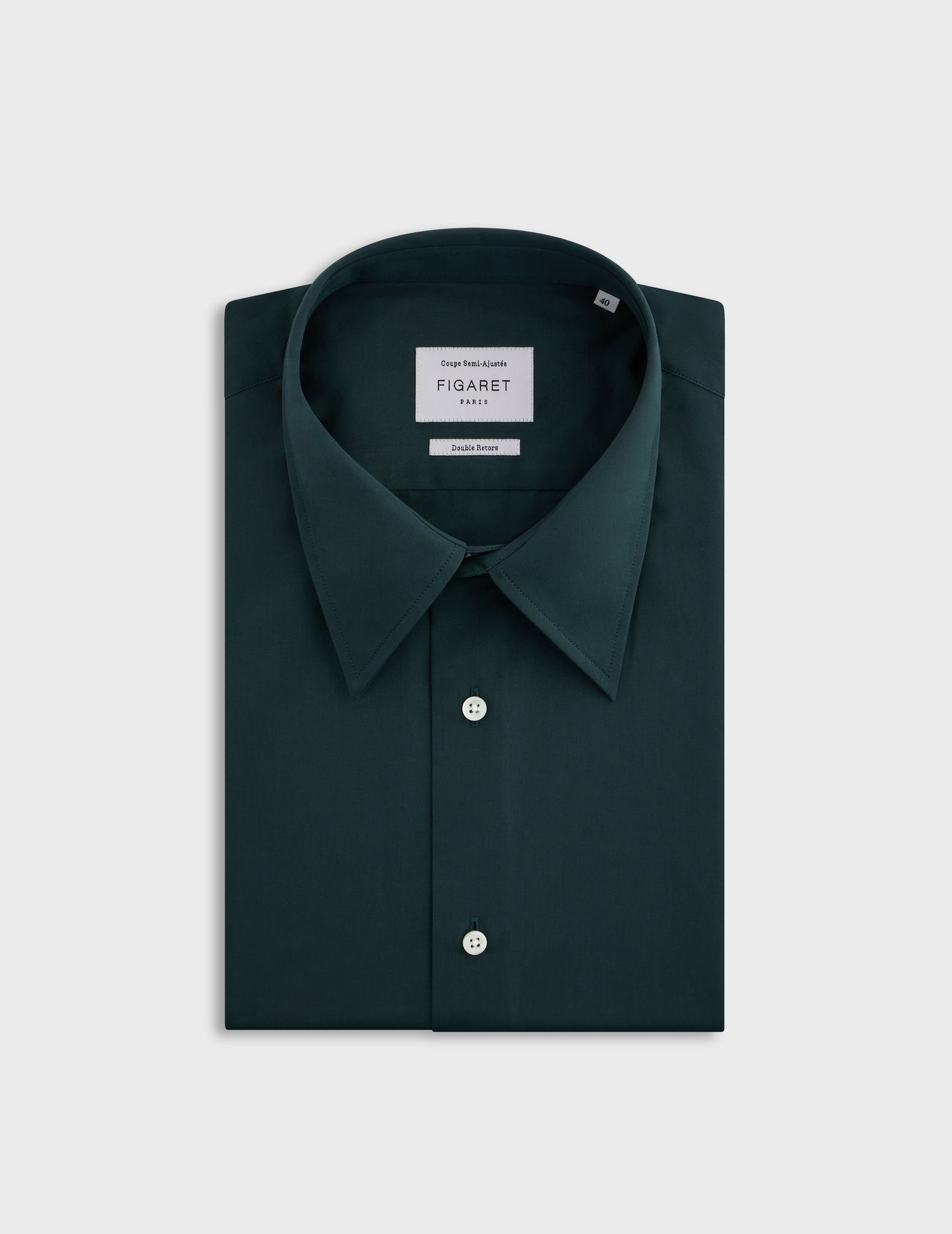 Green semi-fitted shirt - Poplin - Majestic Collar