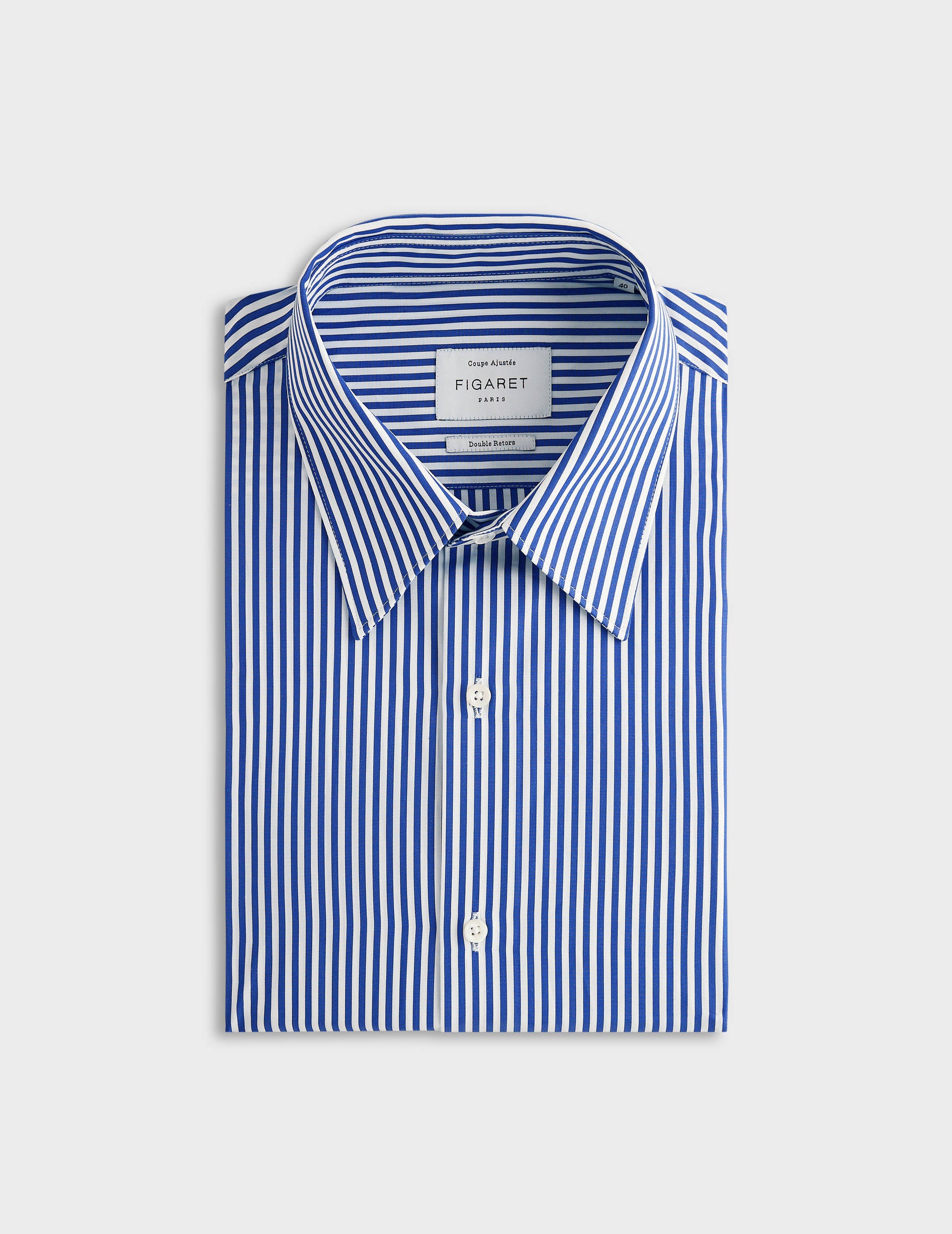 fitted Navy blue striped shirt