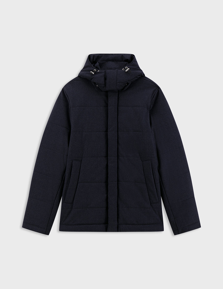 Isola down jacket in navy blue flannel