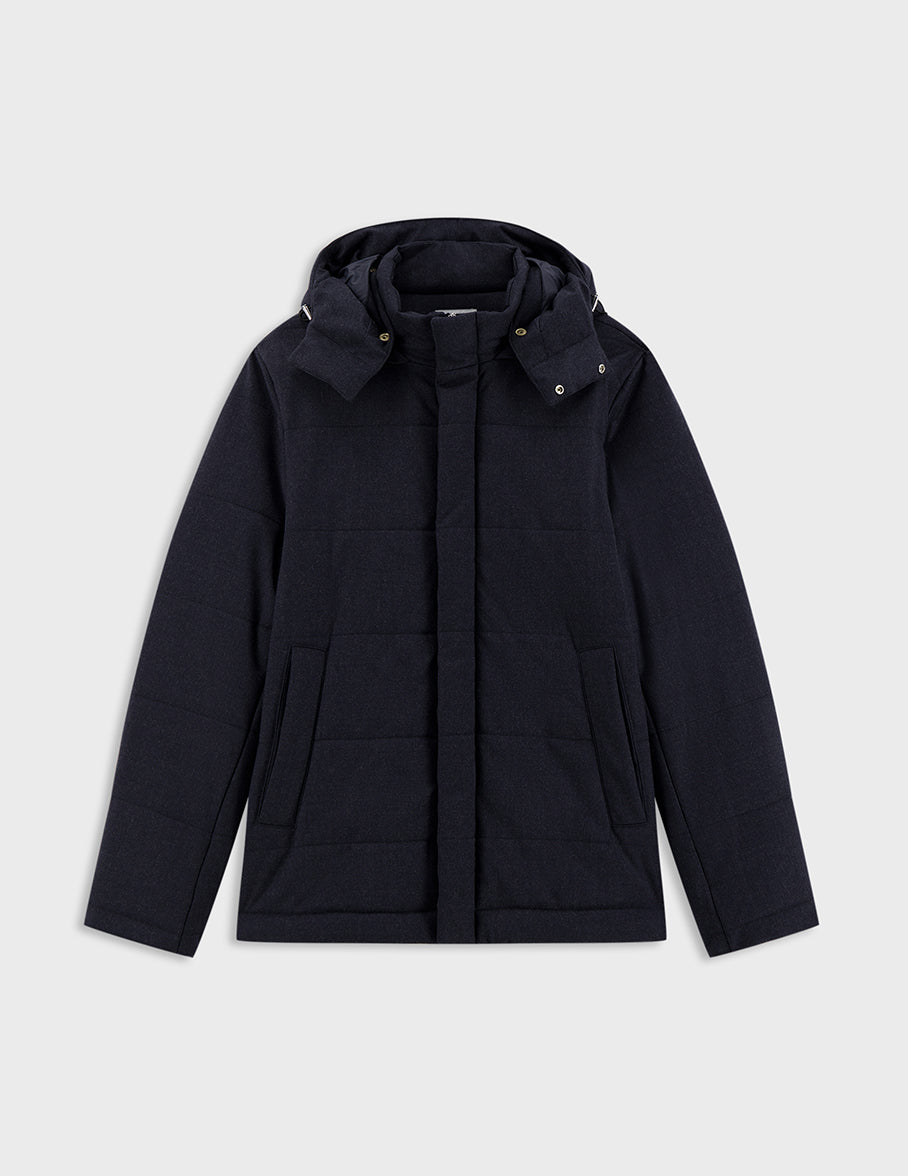 Isola down jacket in navy blue flannel