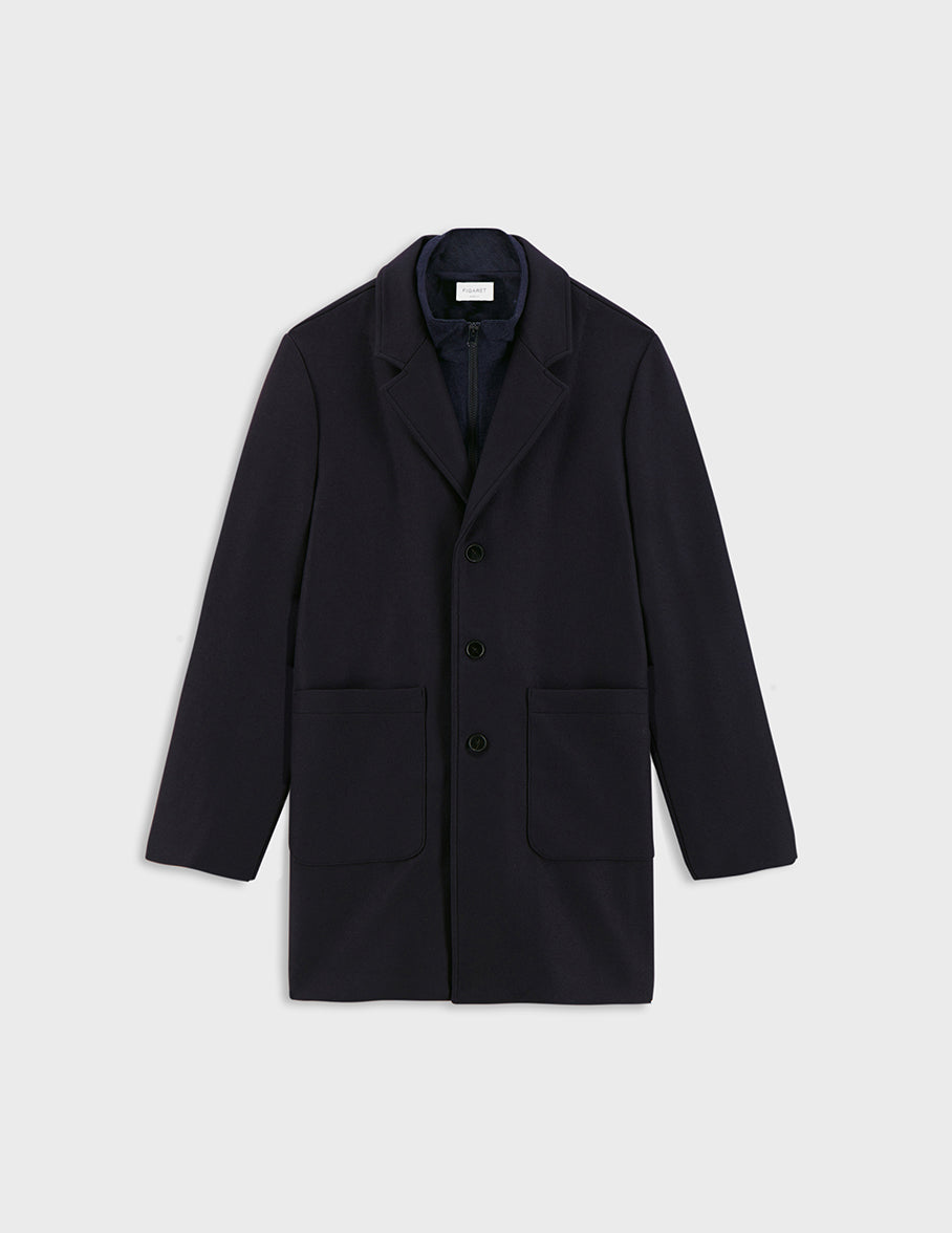 Ivain coat in navy blue wool