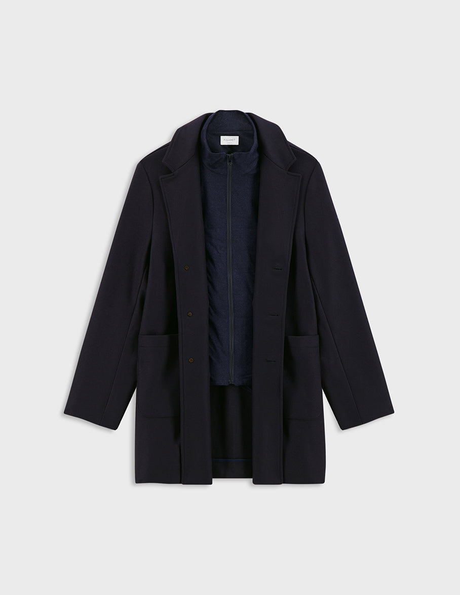 Ivain coat in navy blue wool