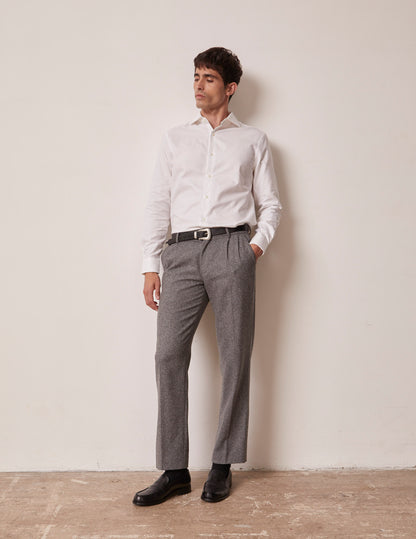 Chino Driss in grey wool canvas