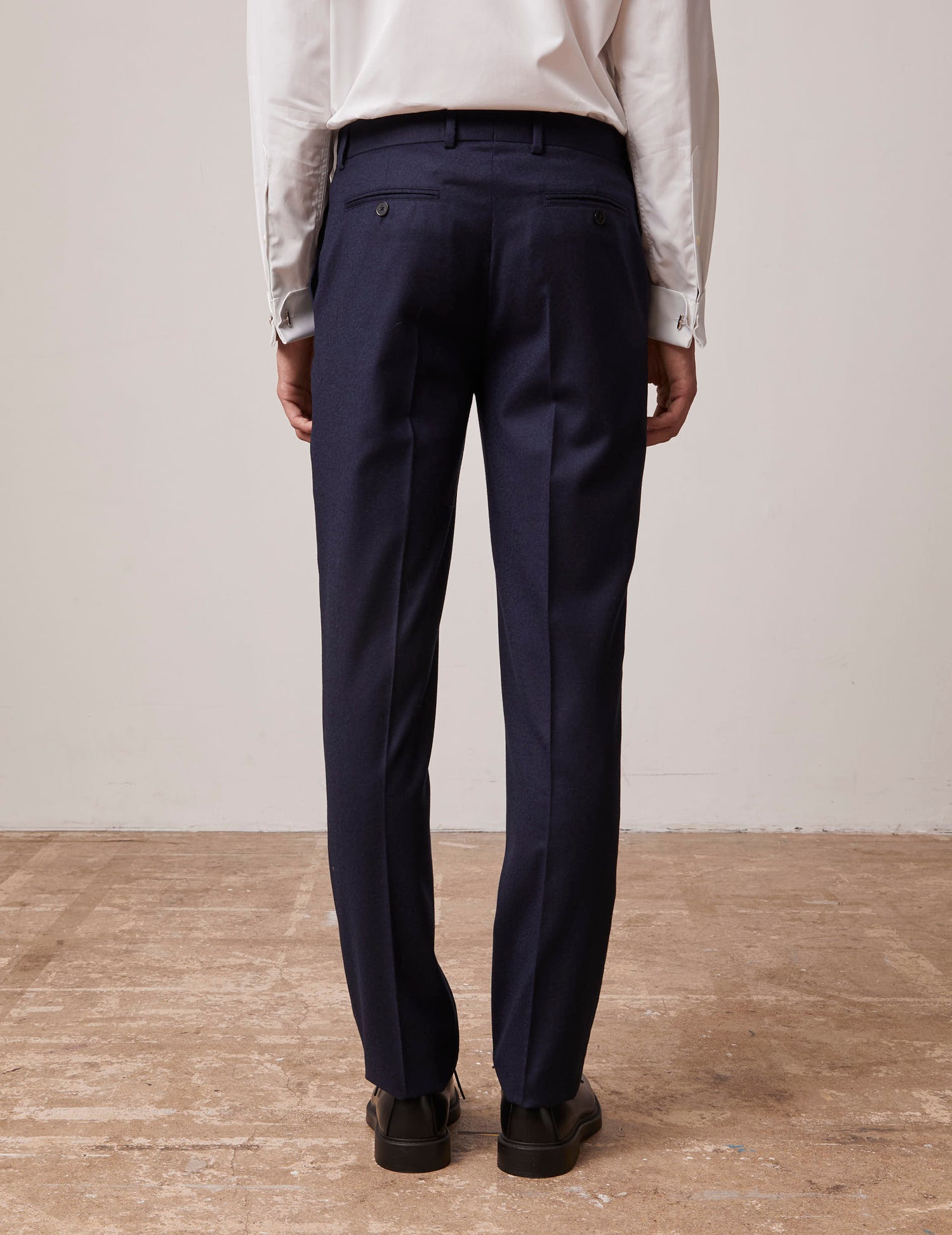 navy blue wool canvas Tailored Greyson pants 