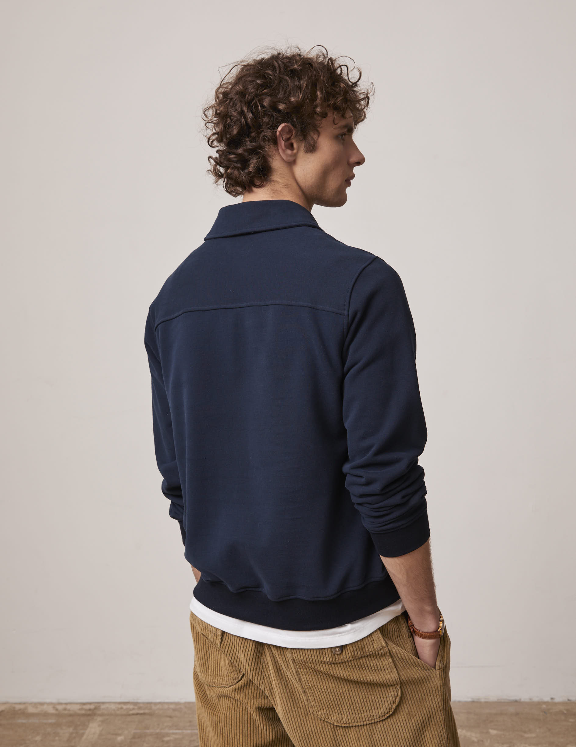 Ivanhoe sweatshirt in navy blue fleece