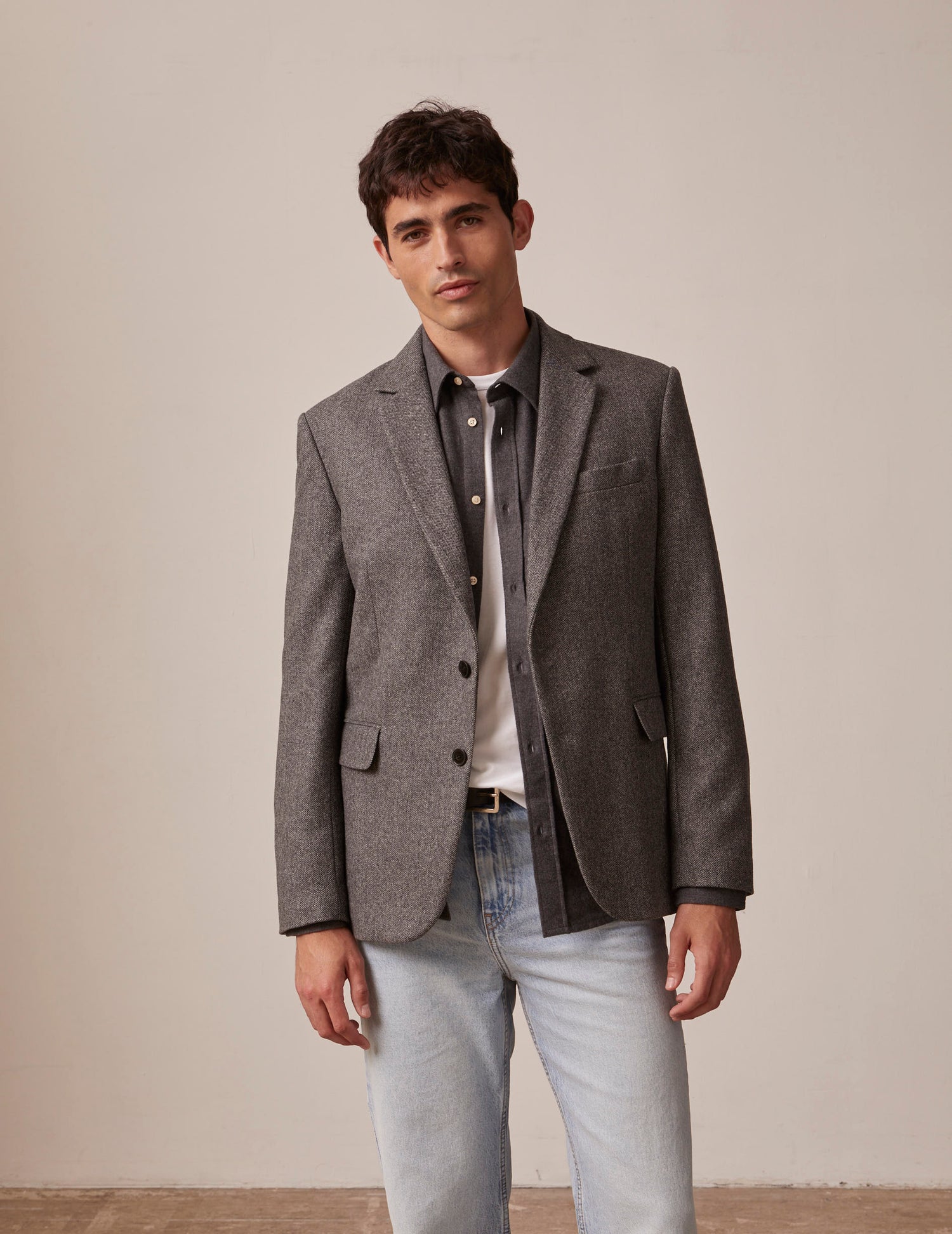 Gabin blazer jacket in gray wool canvas