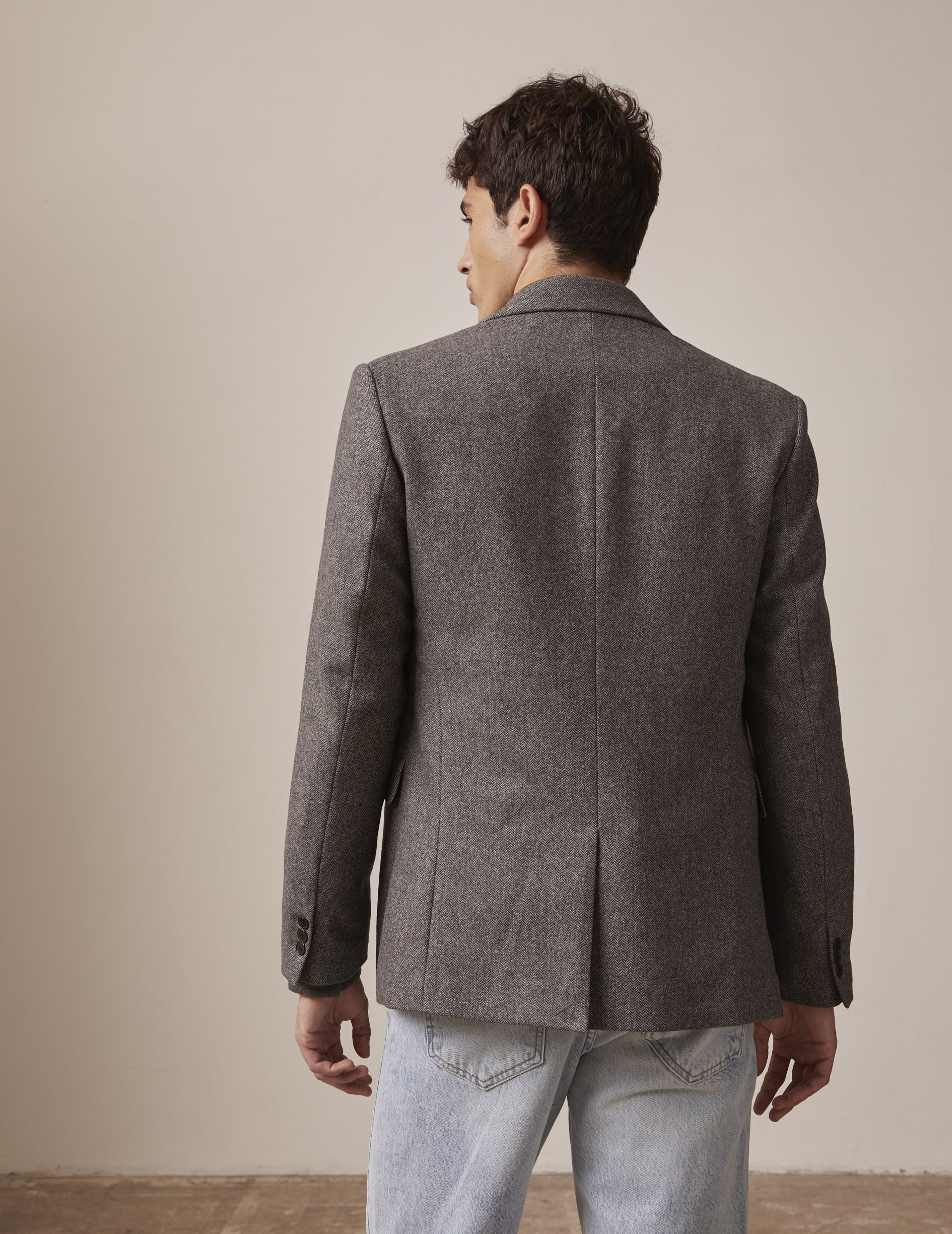 Gabin blazer jacket in gray wool canvas