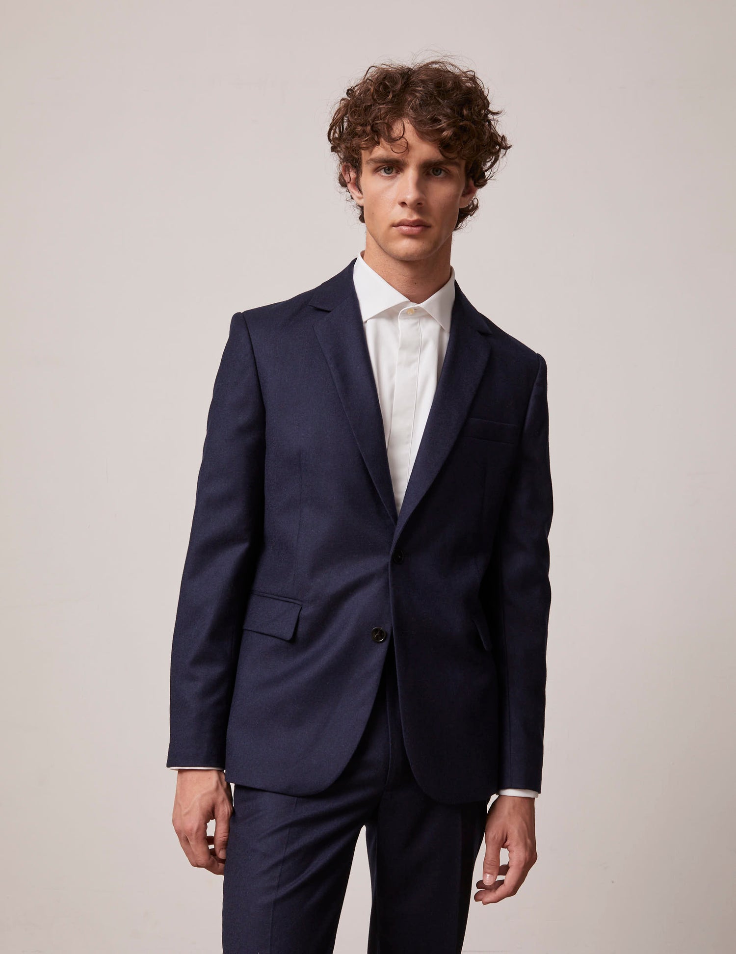 Tailored Greyson pants in navy blue wool canvas