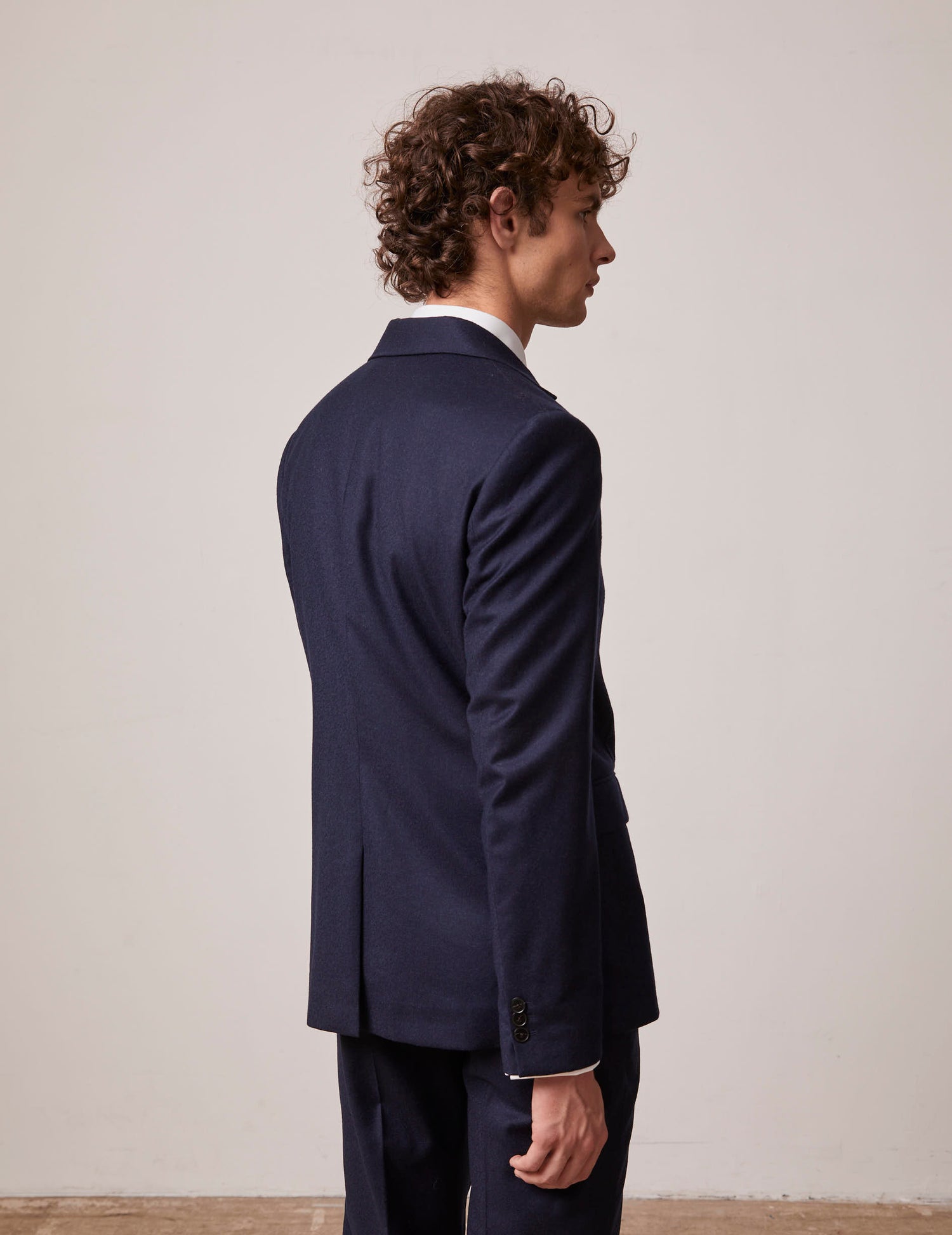 Tailored Greyson pants in navy blue wool canvas