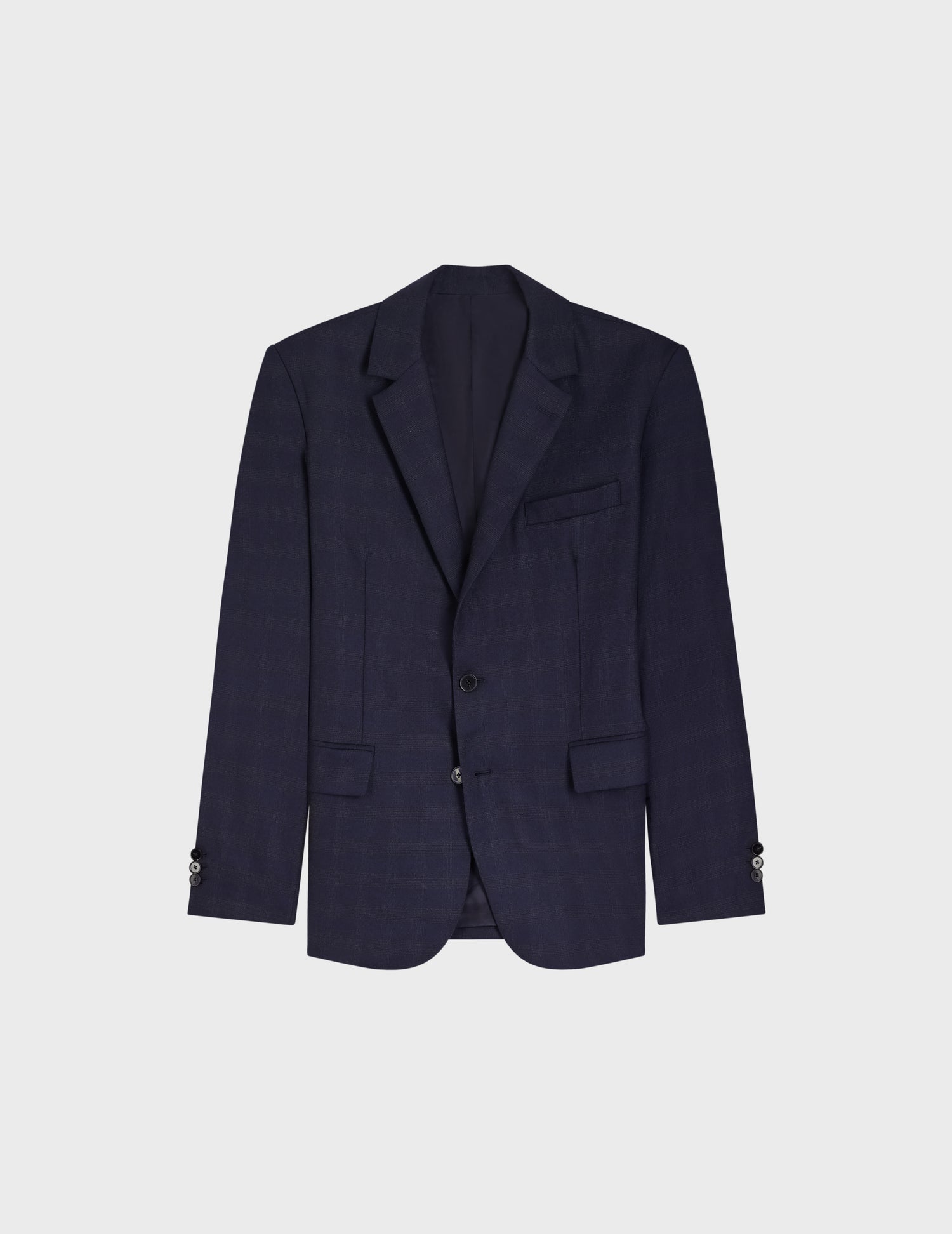 Gordon suit jacket in checked navy blue wool canvas